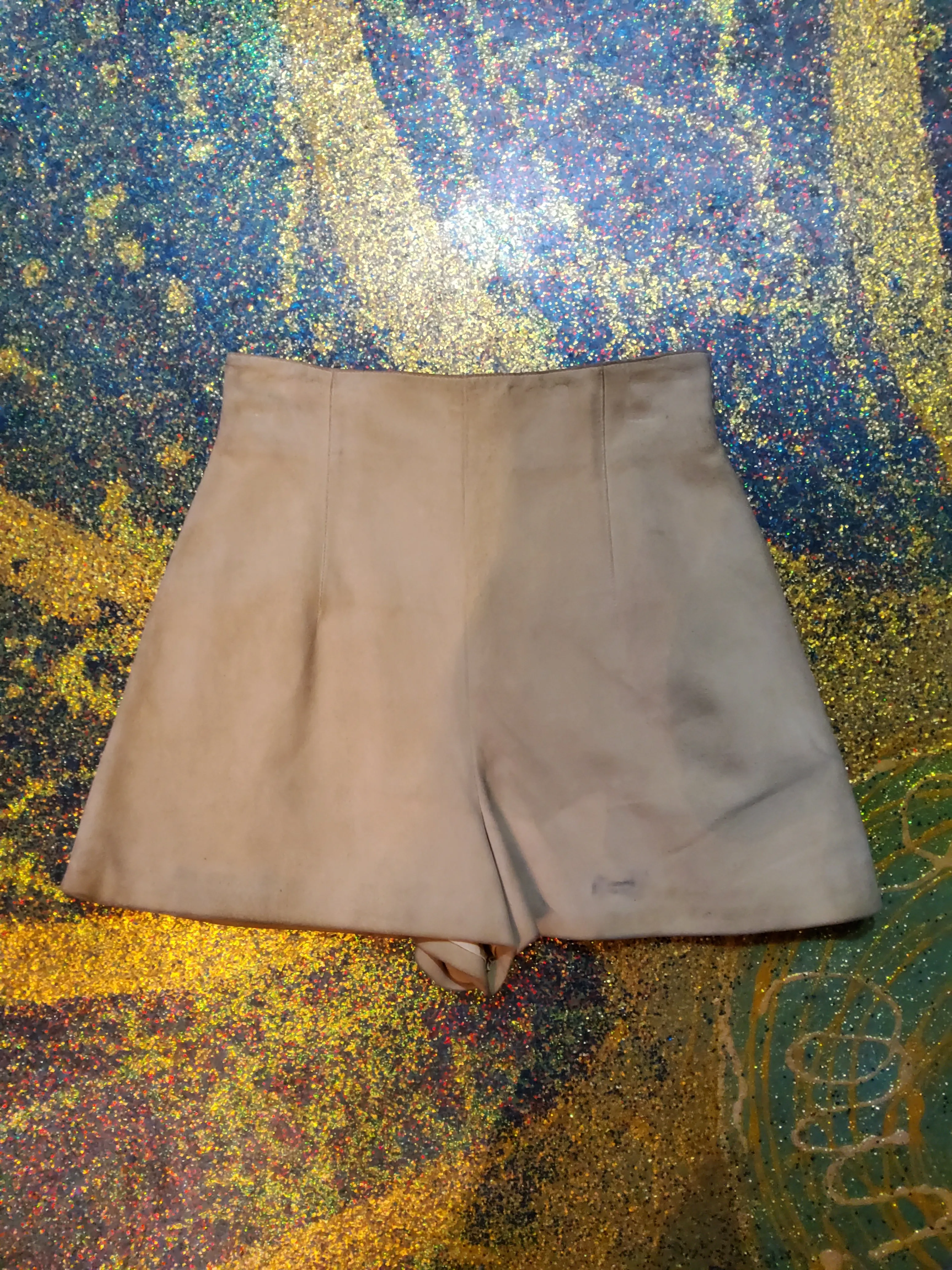 Leather mini shorts