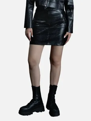 Leather Mini Skirt - Black