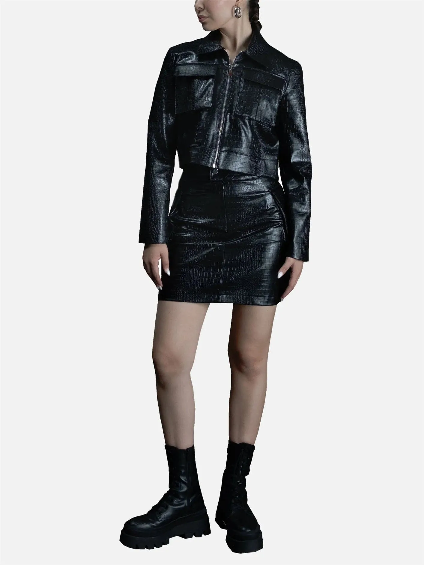 Leather Mini Skirt - Black