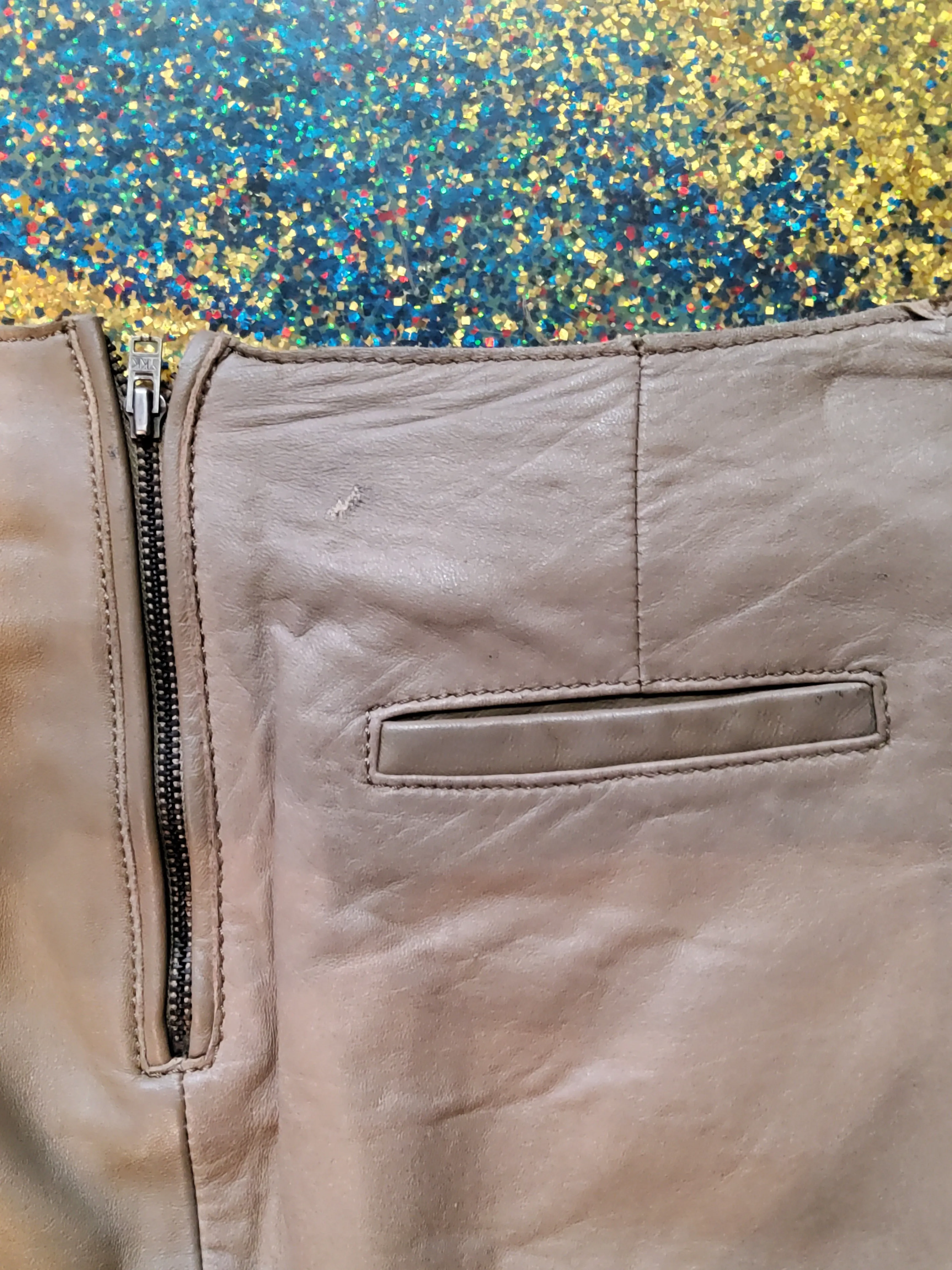 Leather mini skirt