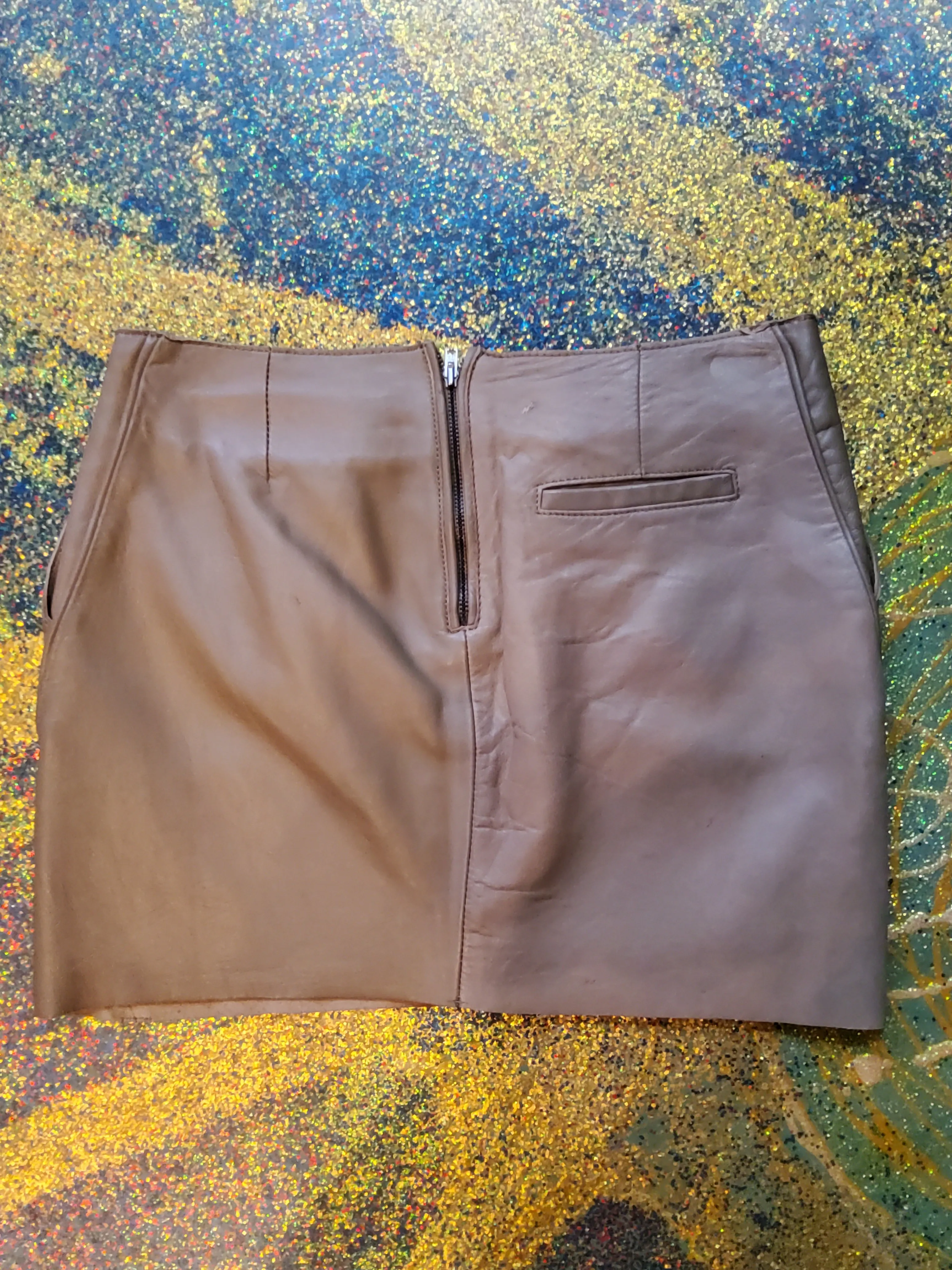 Leather mini skirt