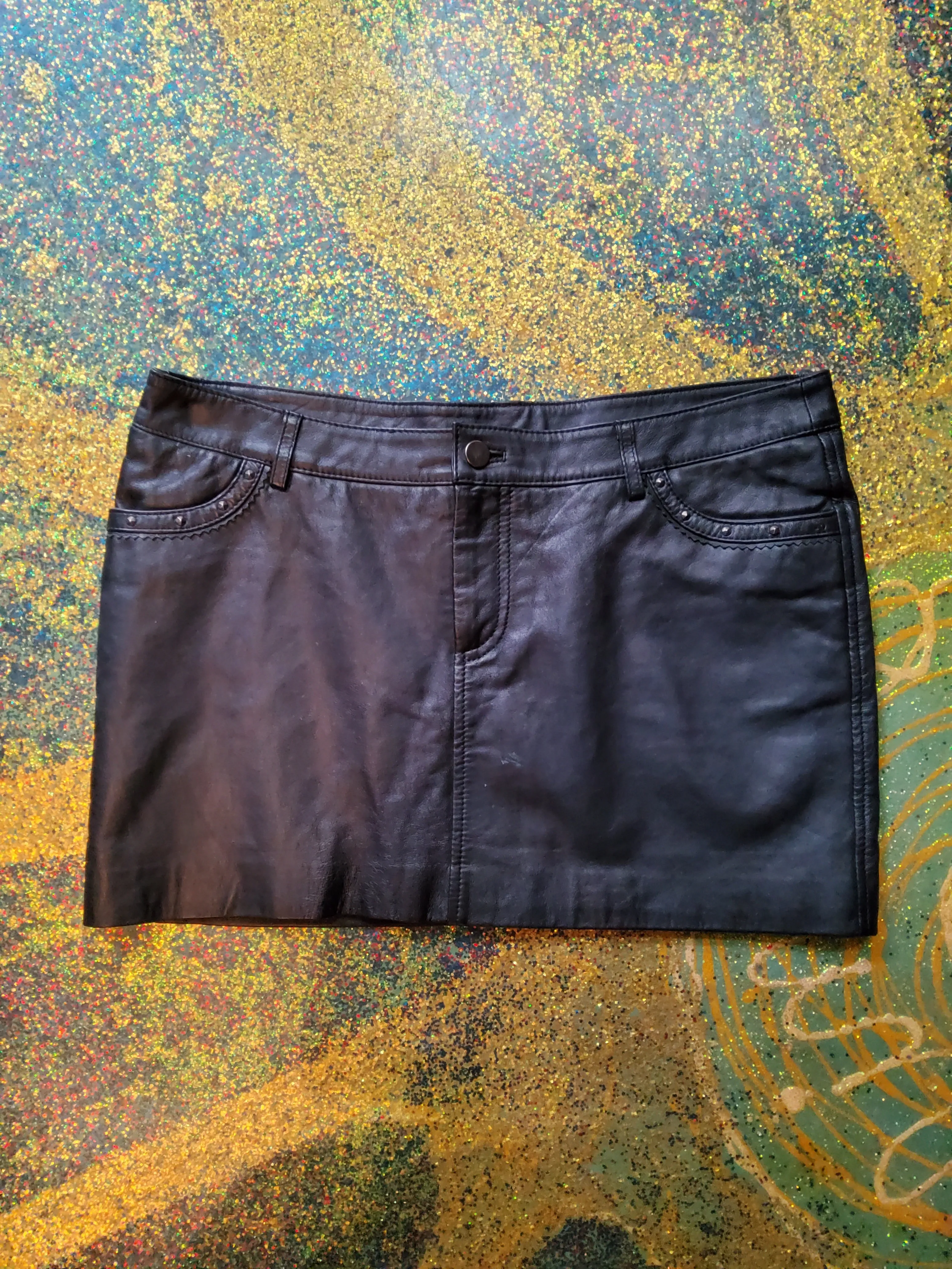 Leather mini skirt