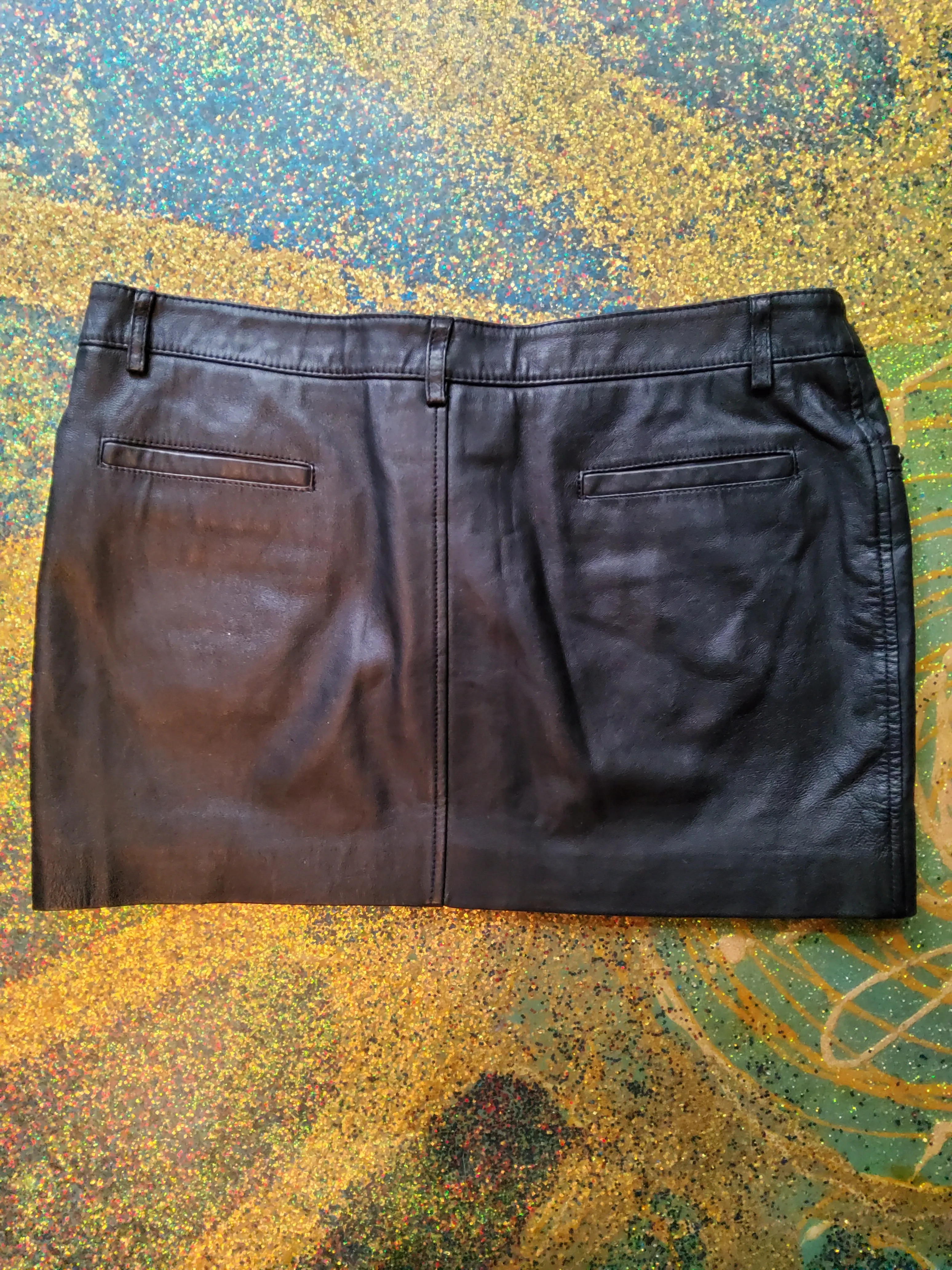 Leather mini skirt