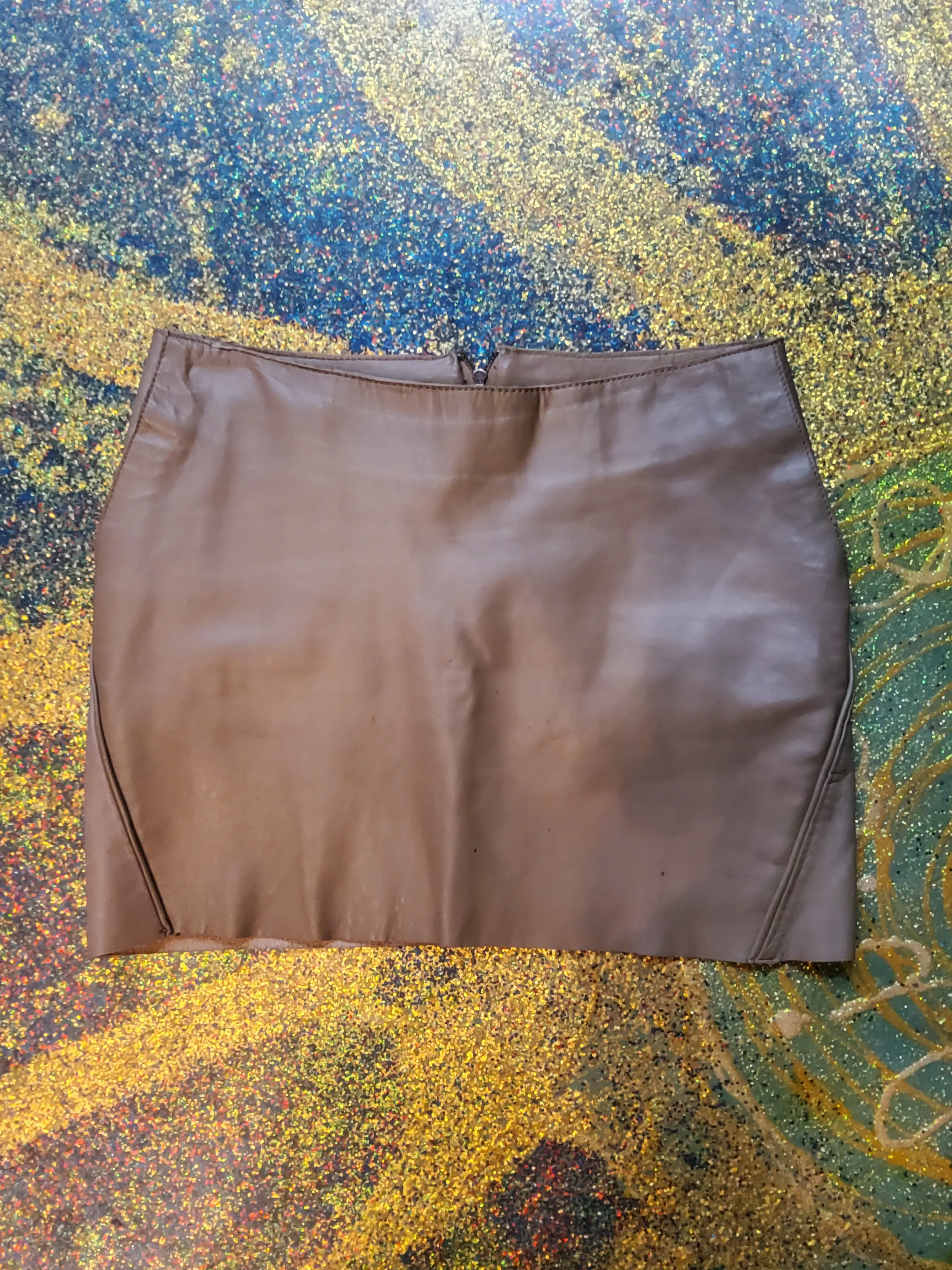 Leather mini skirt