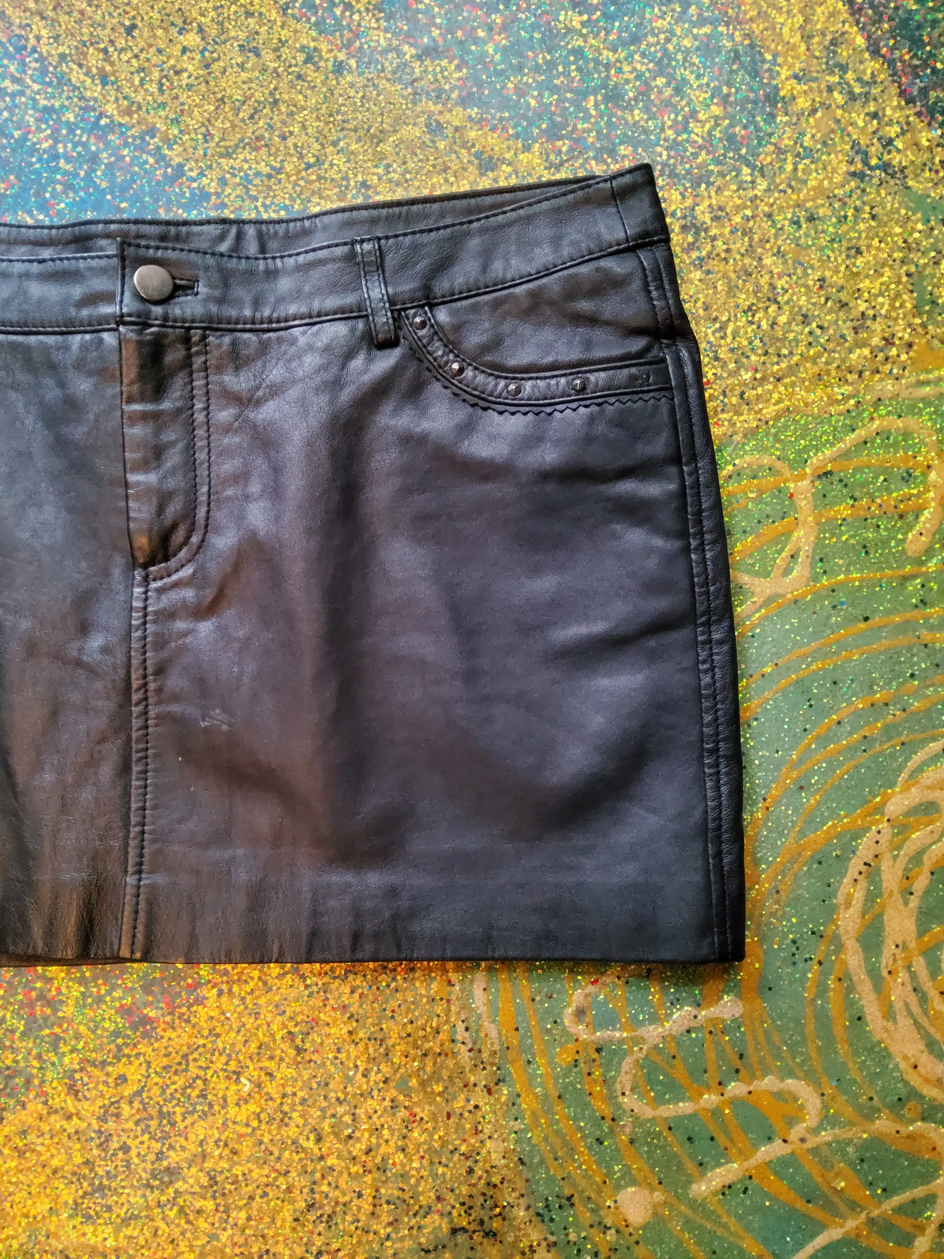Leather mini skirt