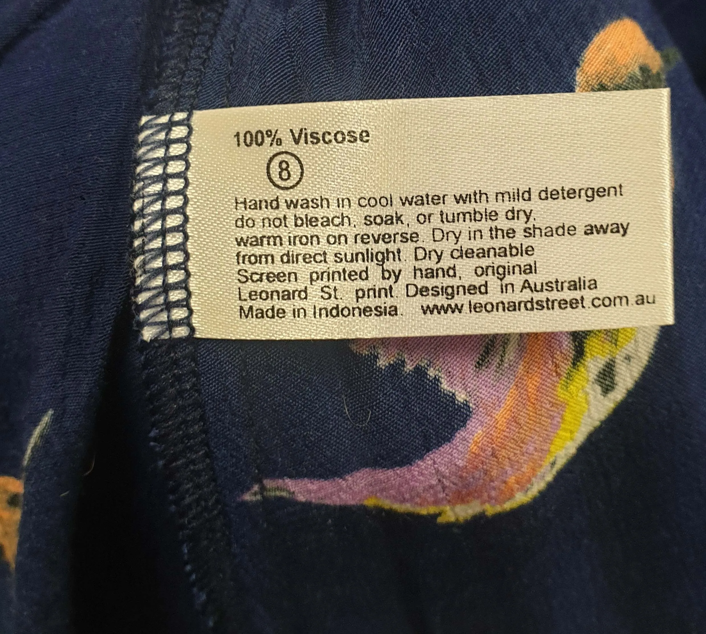 Leonard St blue bird print long sleeve dress size 8