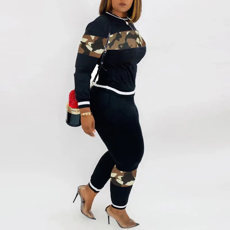Leopard Patchwork Long Sleeve Top & Pants Set