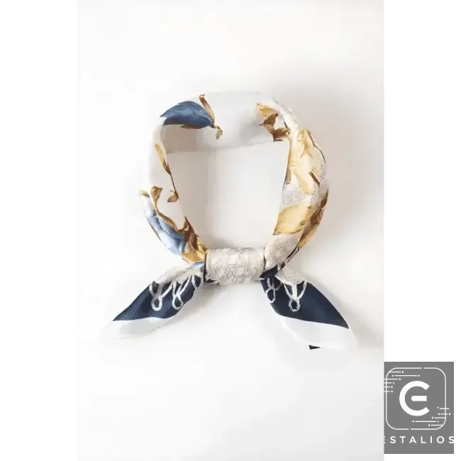 Light Blue Floral Printed Silky Square Scarf for Elegance