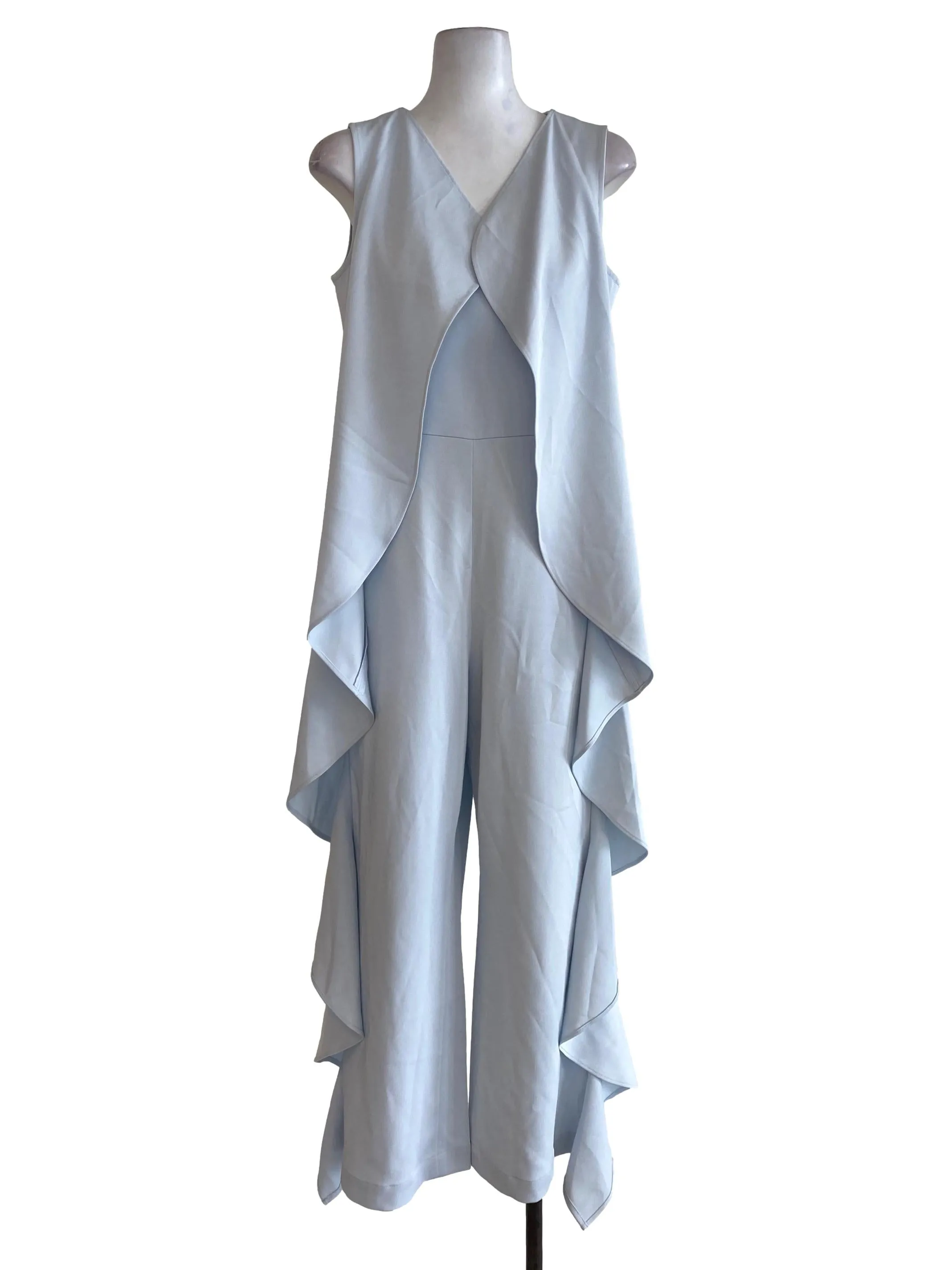 Light Blue Plain Jumpsuits