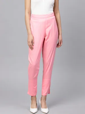 Light Pink Cotton Cambric Solid Pants