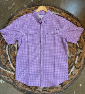 Light Purple Design SS Pearl Snap Fishing Shirt