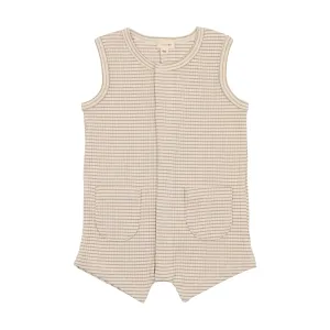 Lil Legs Ribbed Pocket Romper Short - Tan Stripe