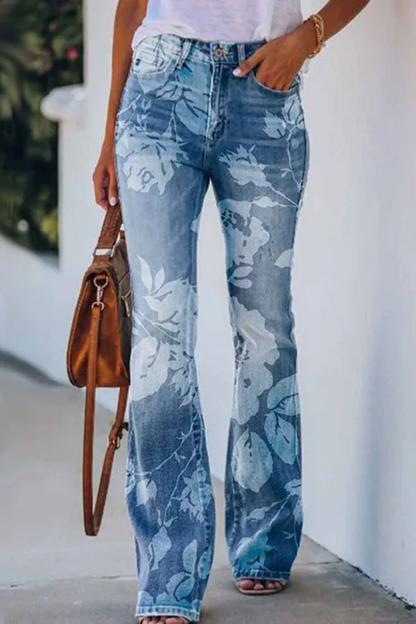Lilipretty On A Drive Printed Faux High Rise Flare Pants