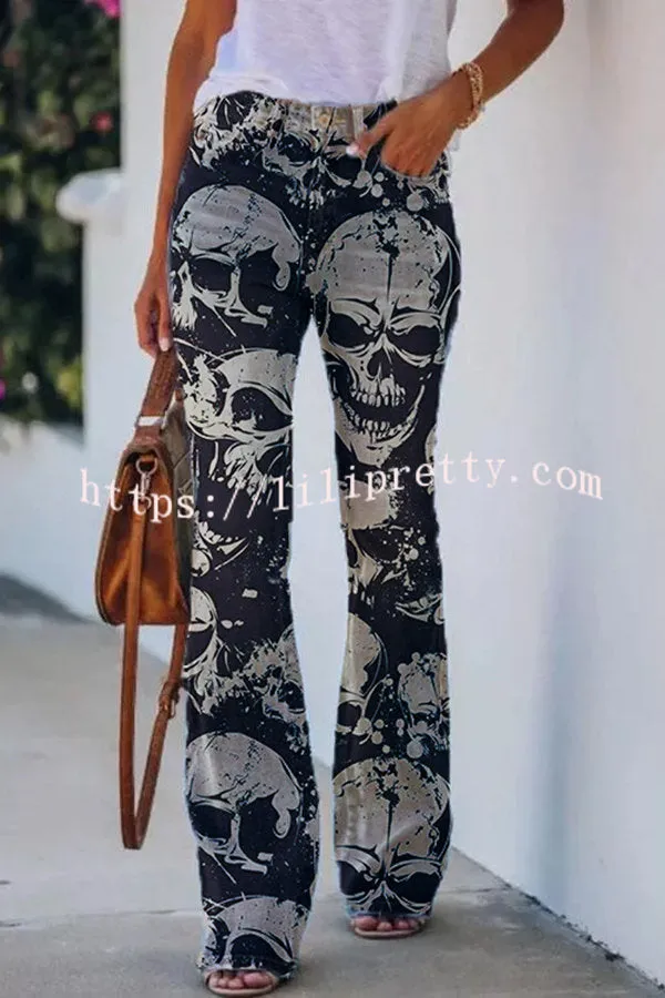 Lilipretty On A Drive Printed Faux High Rise Flare Pants