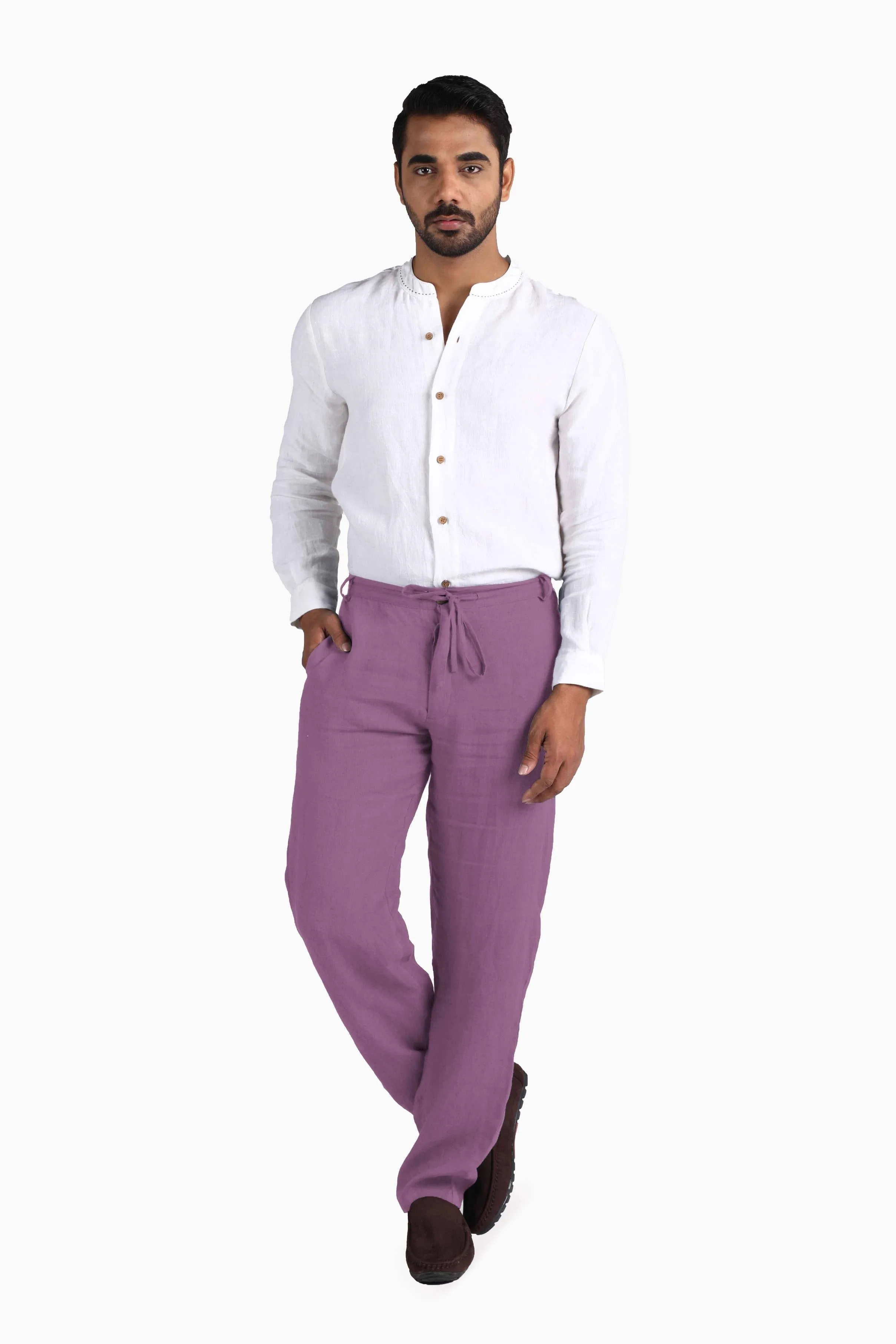 Linen Atlas Pant-Brown Bean