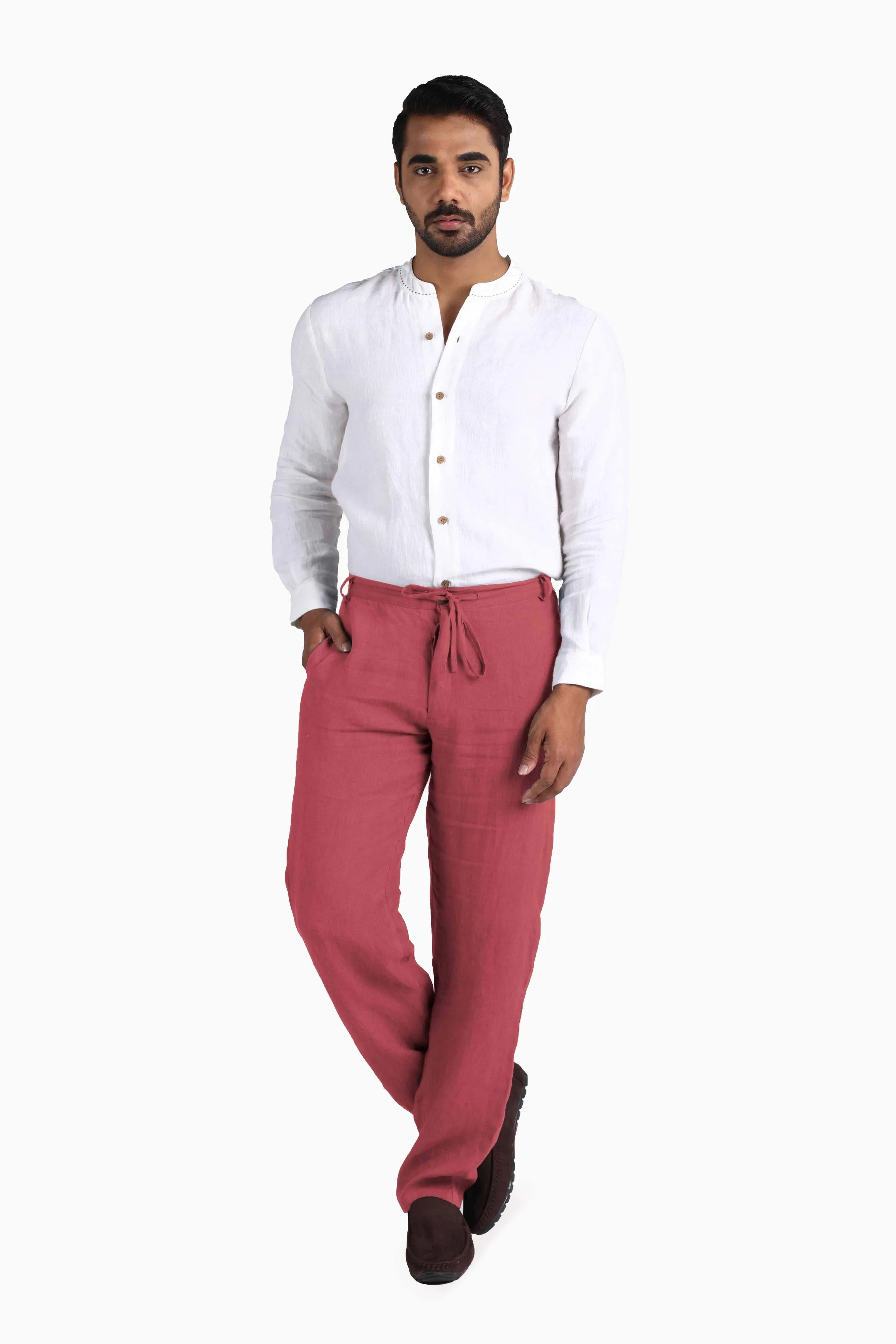 Linen Atlas Pant-Brown Bean