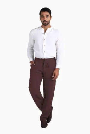 Linen Atlas Pant-Brown Bean