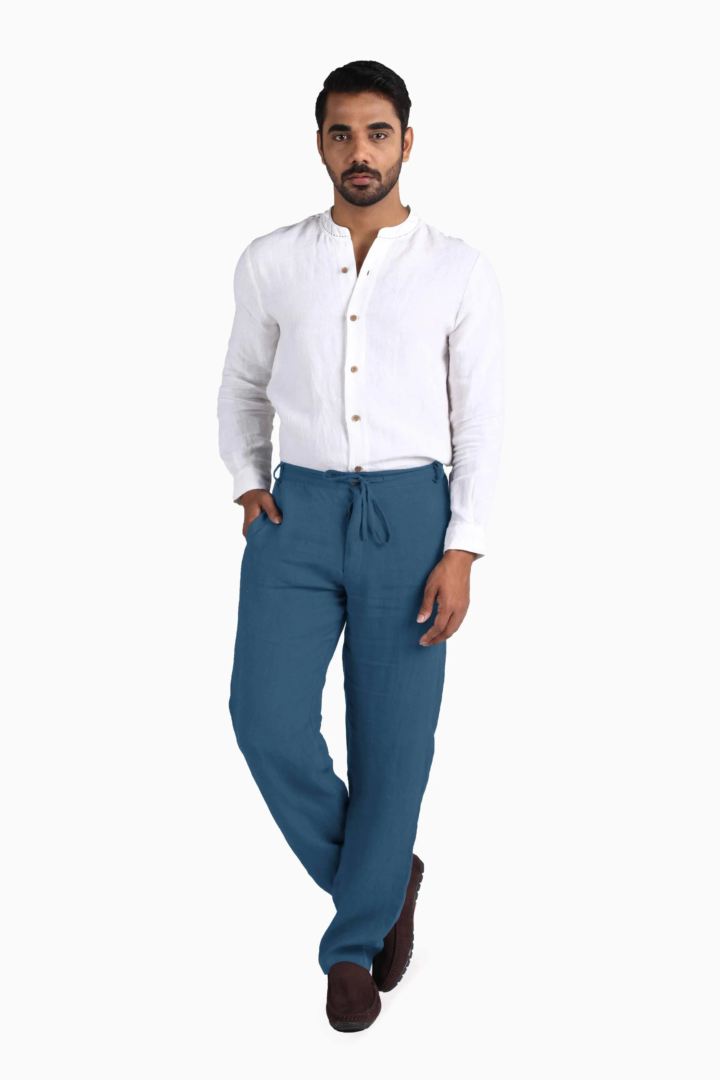 Linen Atlas Pant-Brown Bean