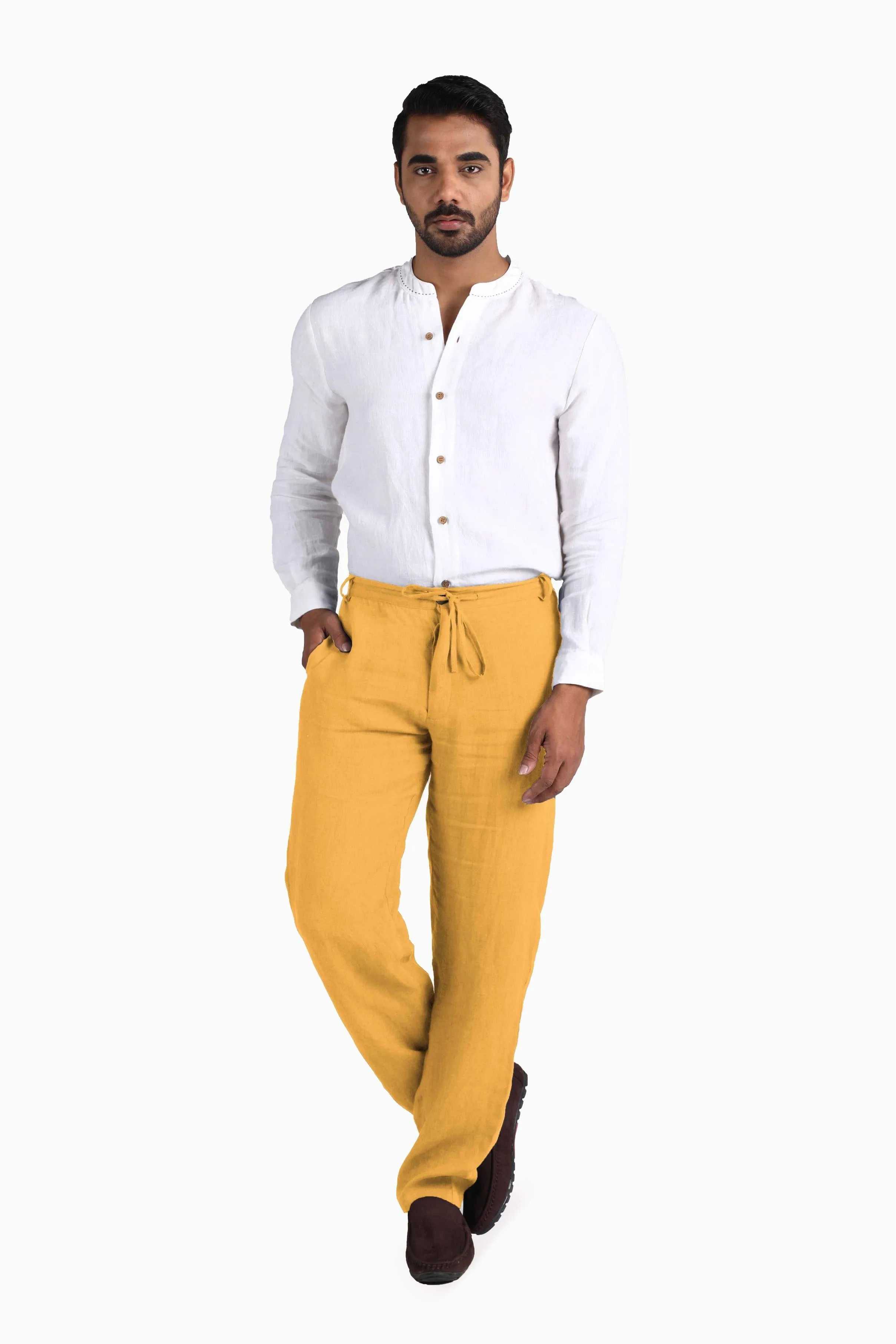 Linen Atlas Pant-Brown Bean