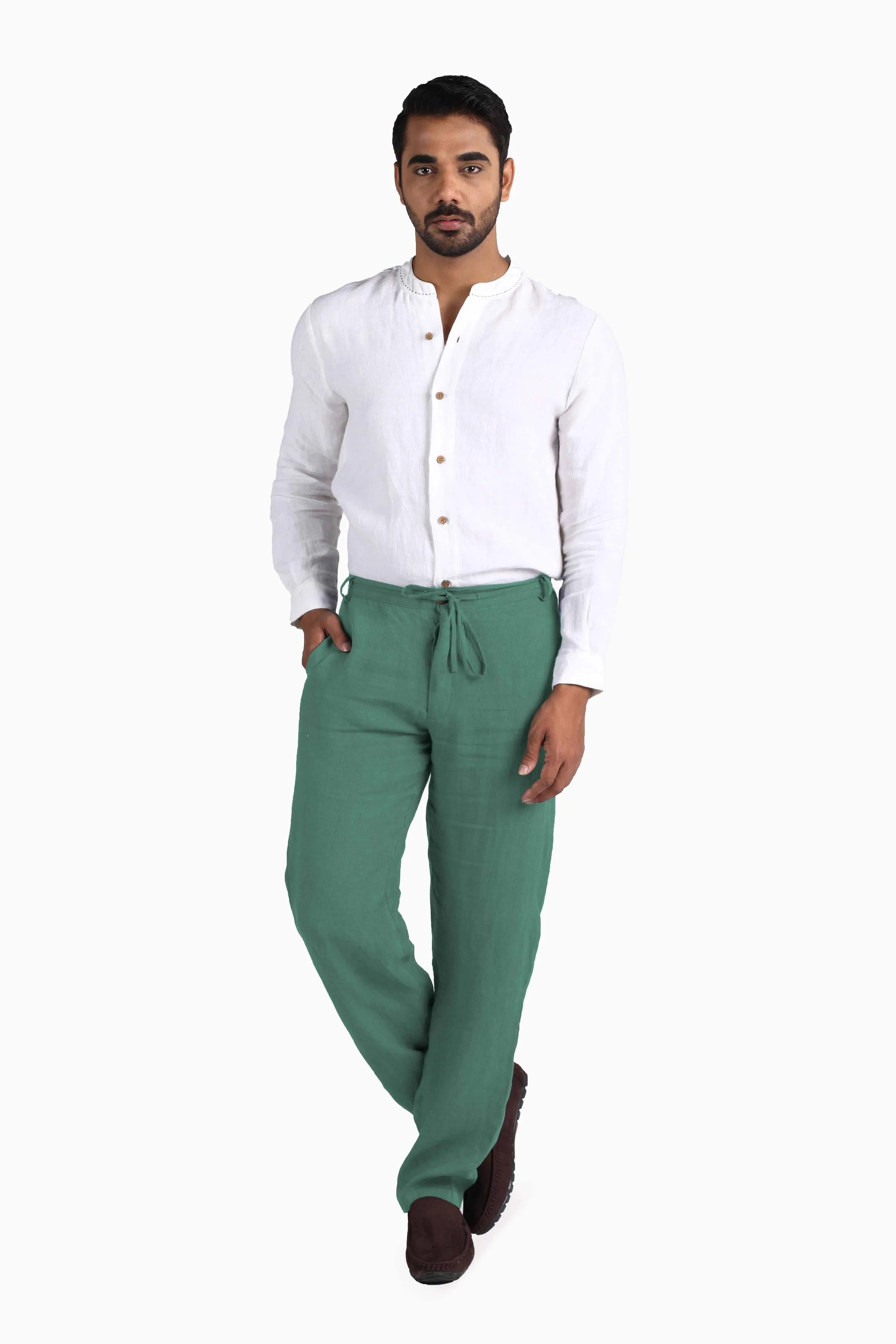 Linen Atlas Pant-Brown Bean