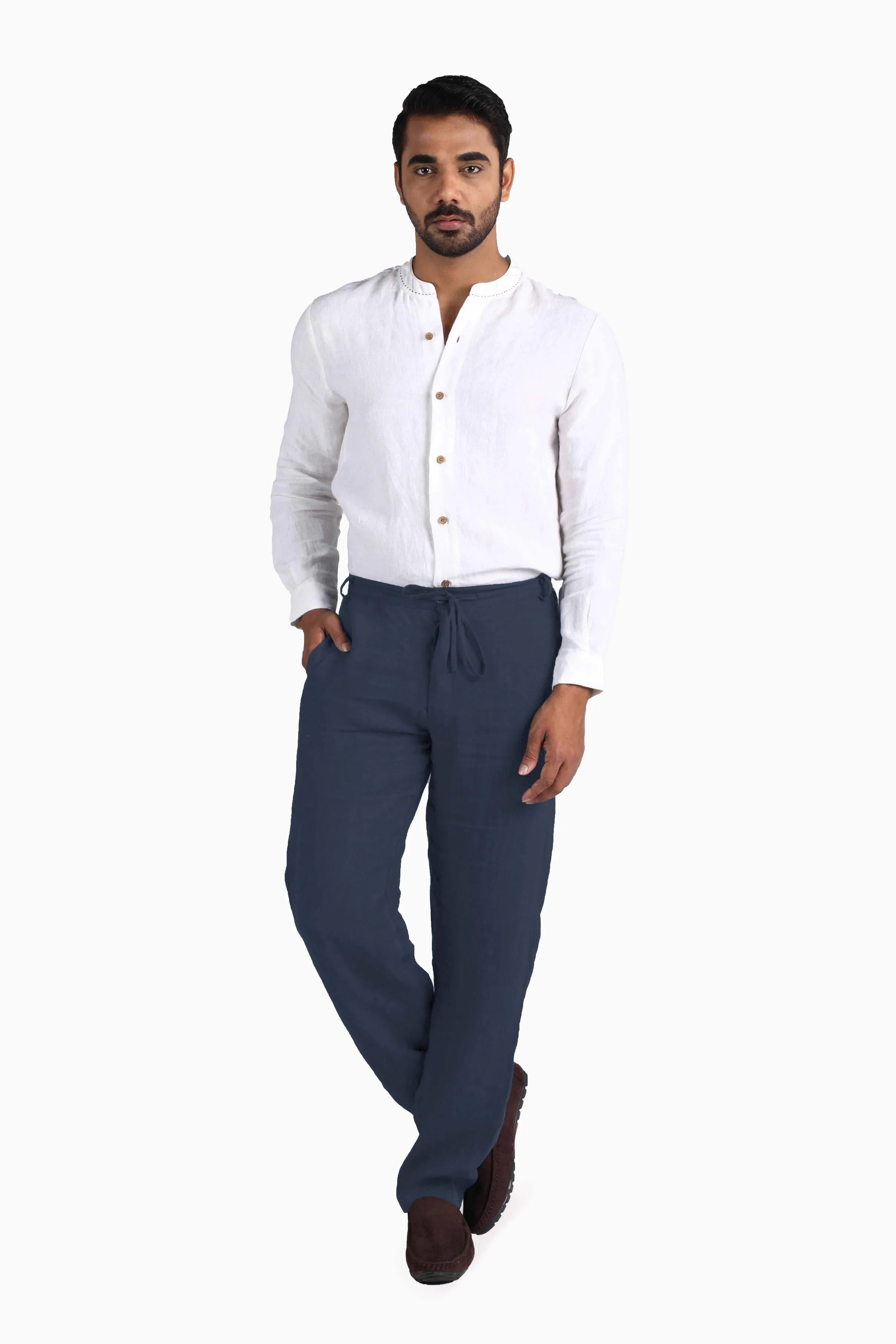 Linen Atlas Pant-Brown Bean