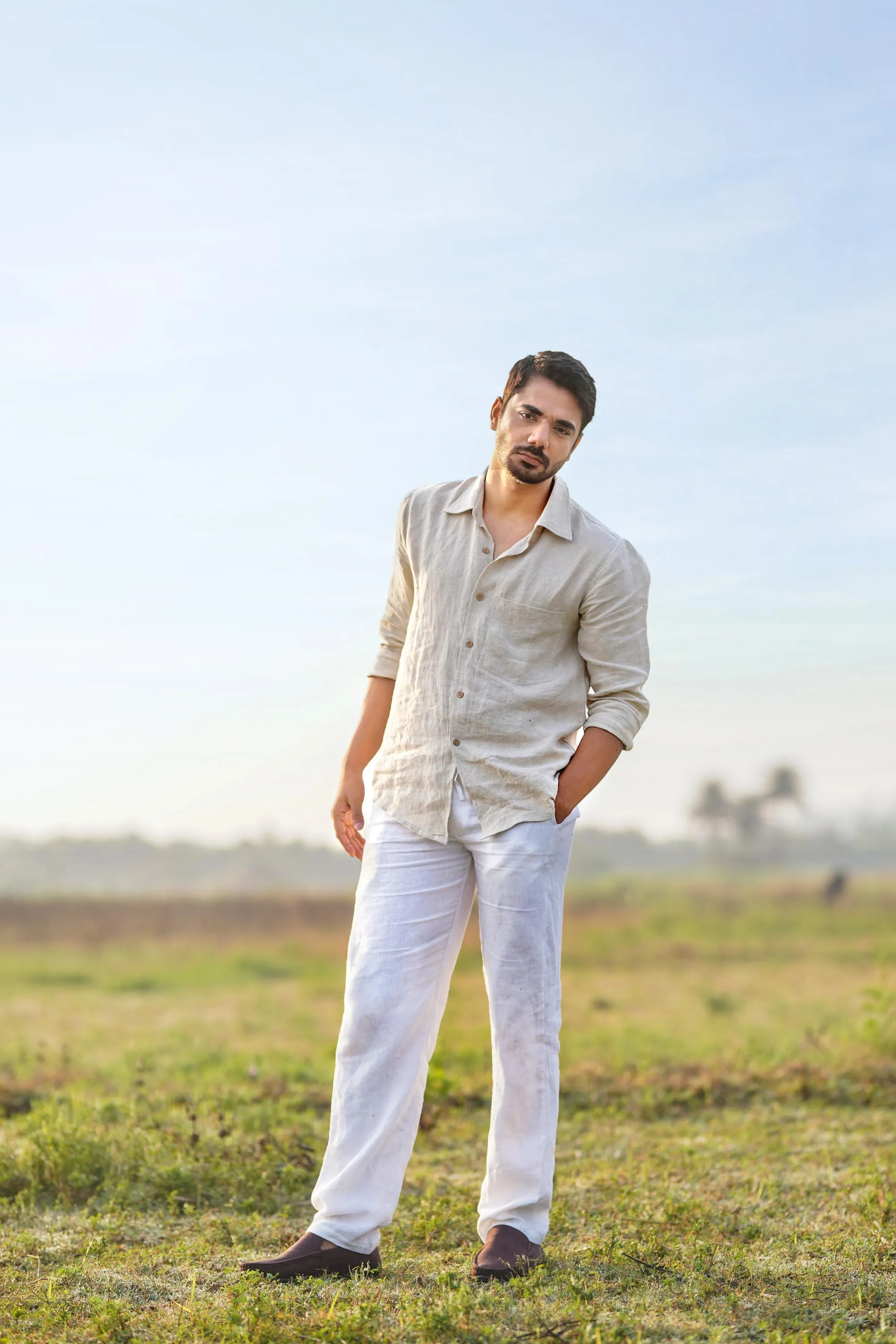 Linen Atlas Pant-Brown Bean