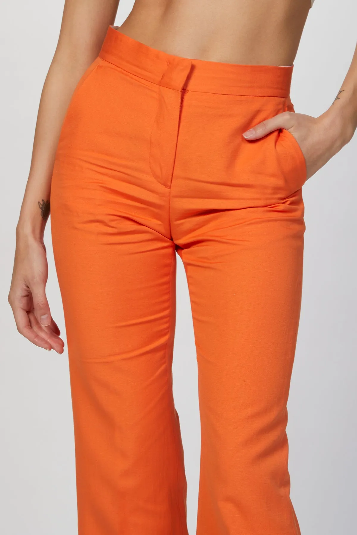 LINEN BLEND TROUSERS