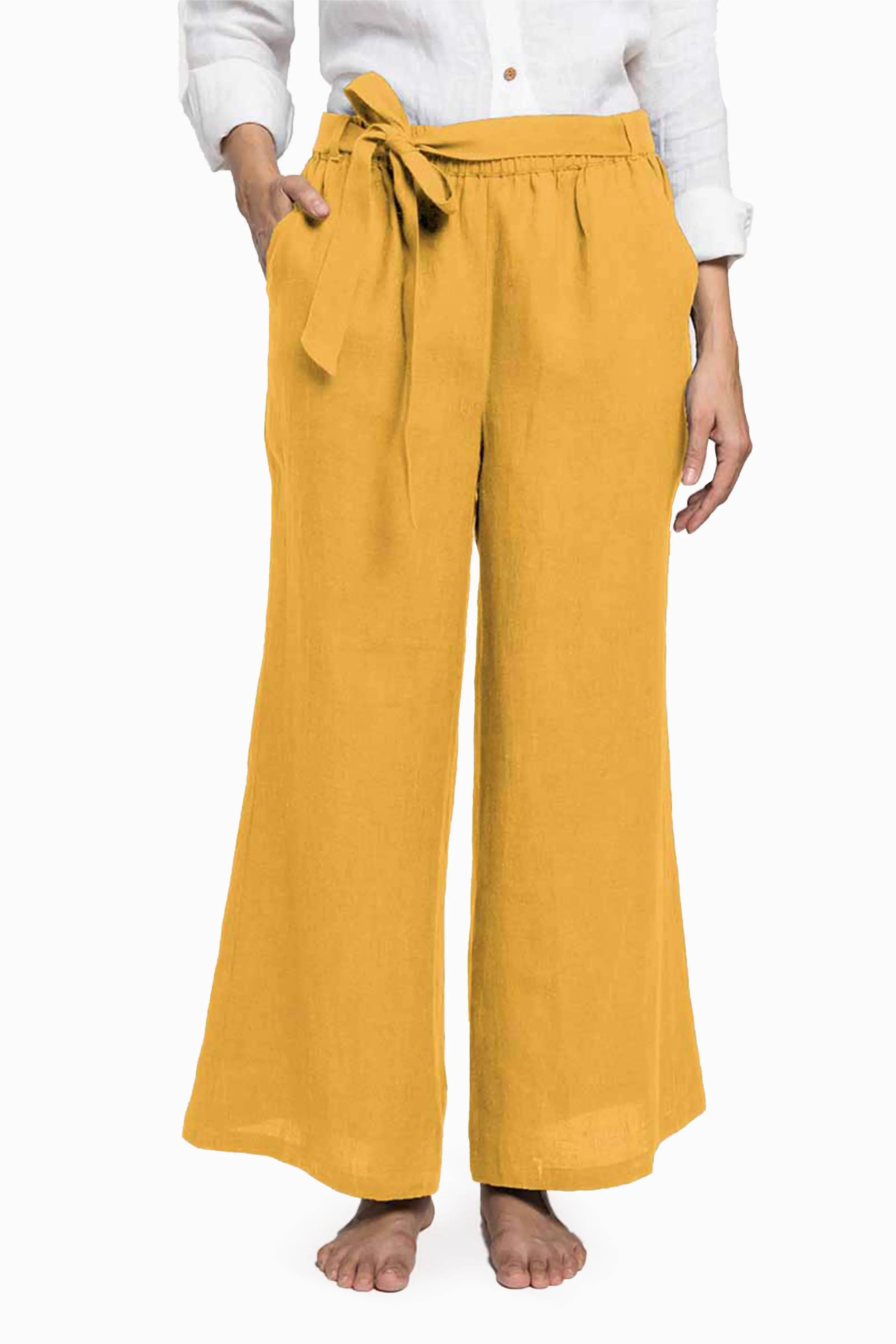 Linen Cecilia Pant-Stormy Blue