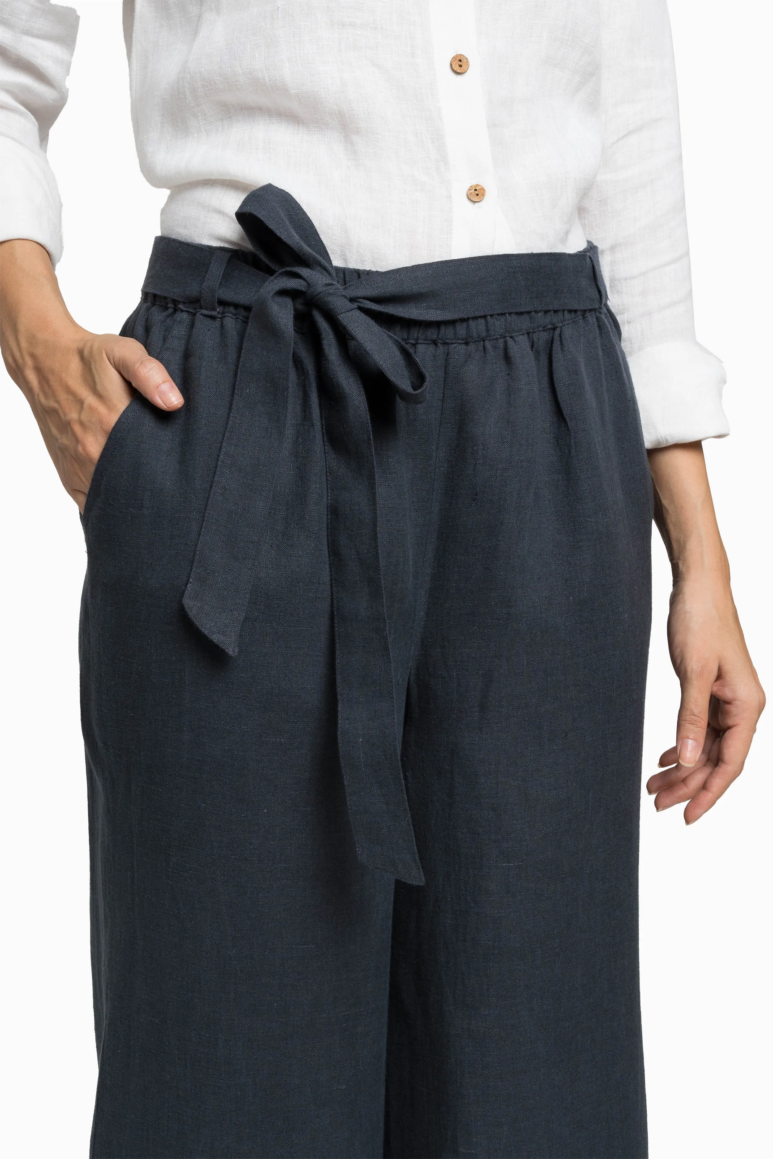 Linen Cecilia Pant-Stormy Blue