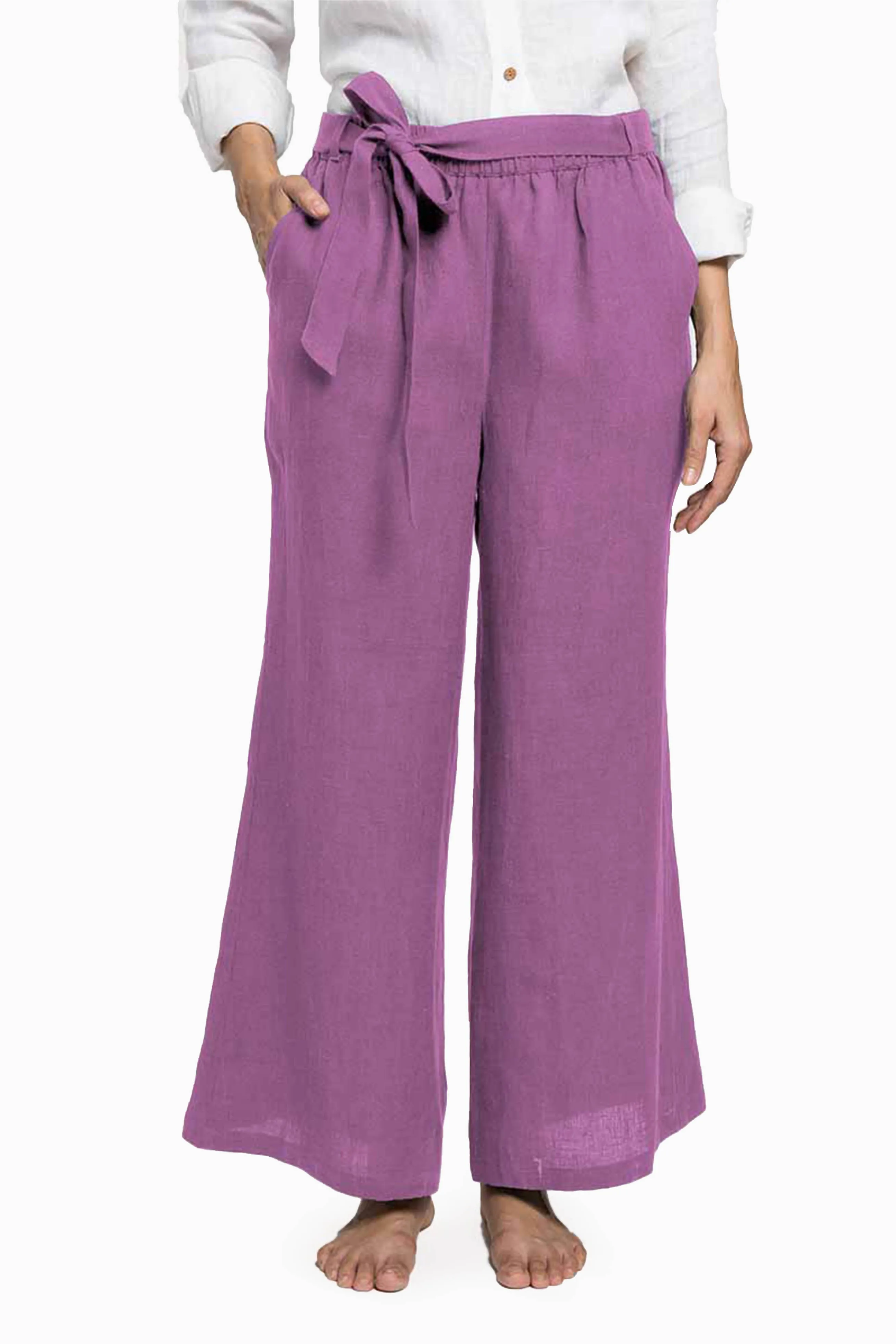 Linen Cecilia Pant-Stormy Blue
