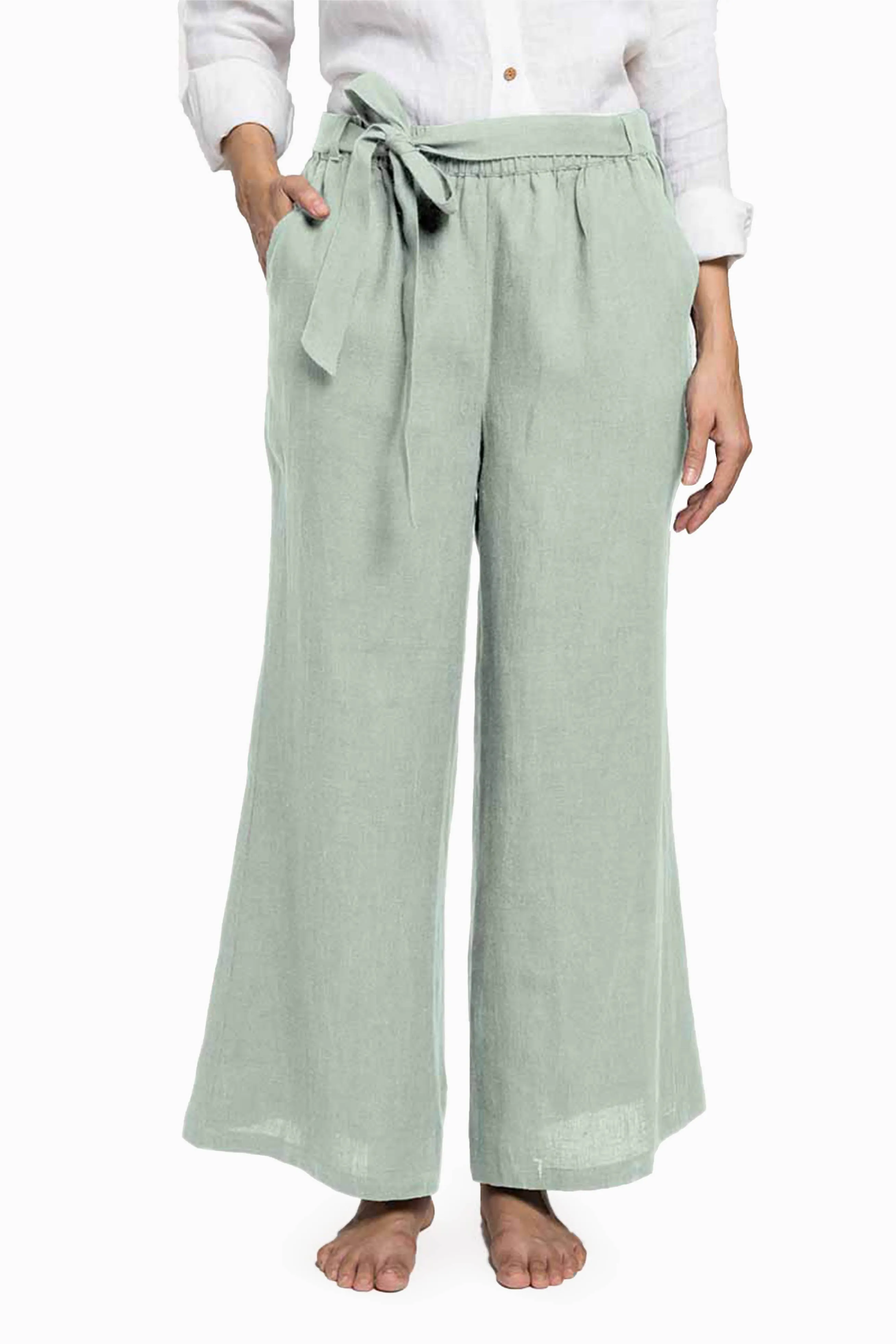 Linen Cecilia Pant-Stormy Blue