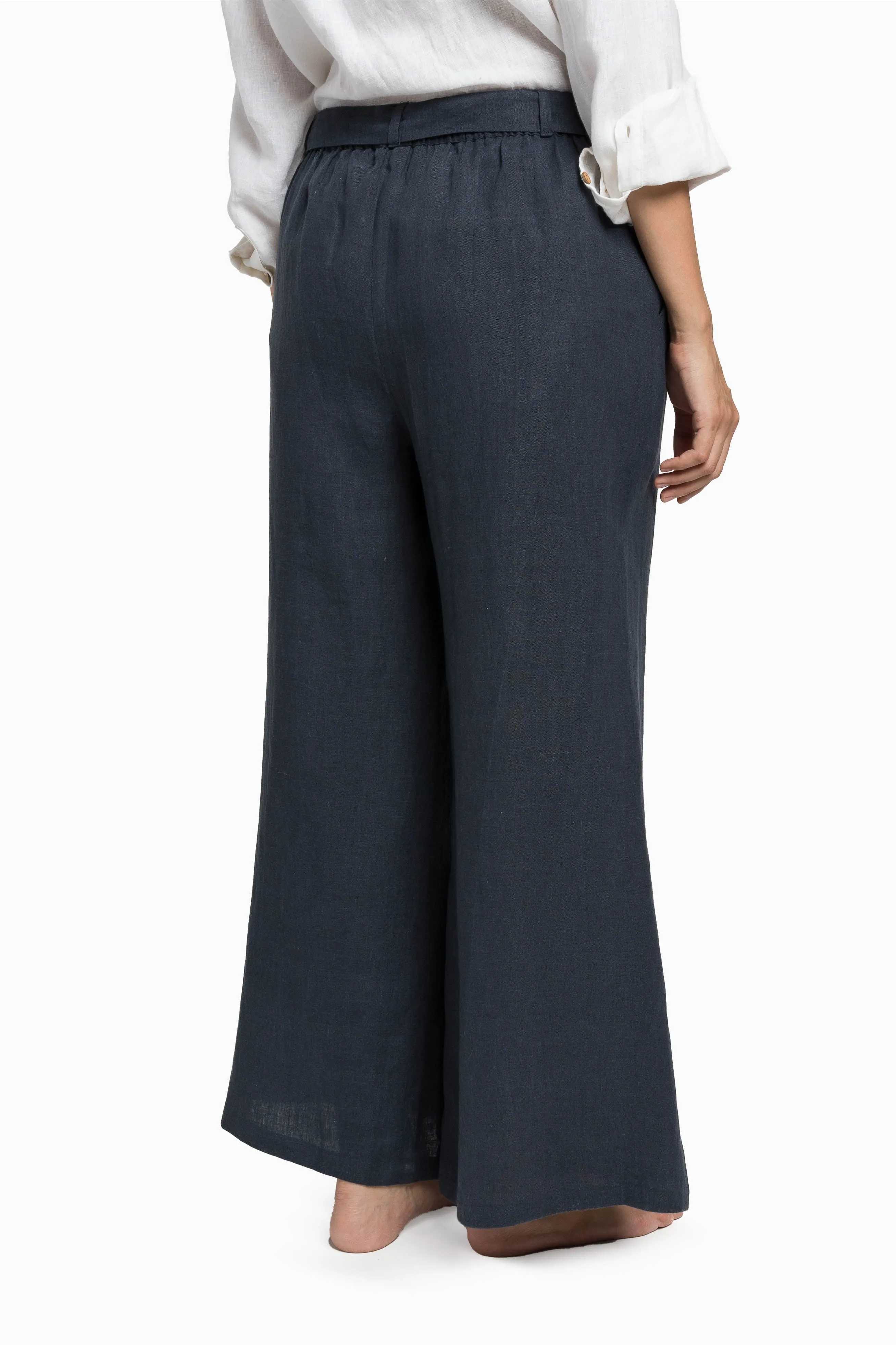 Linen Cecilia Pant-Stormy Blue
