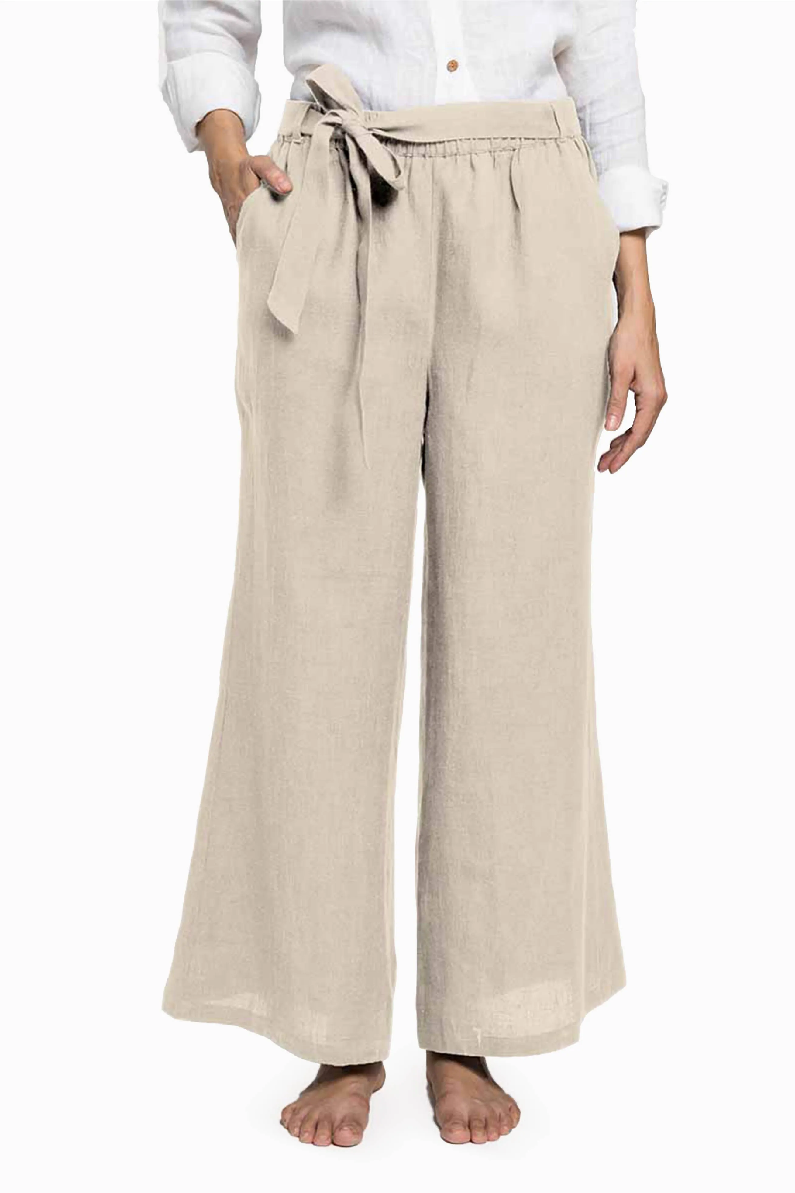 Linen Cecilia Pant-Stormy Blue