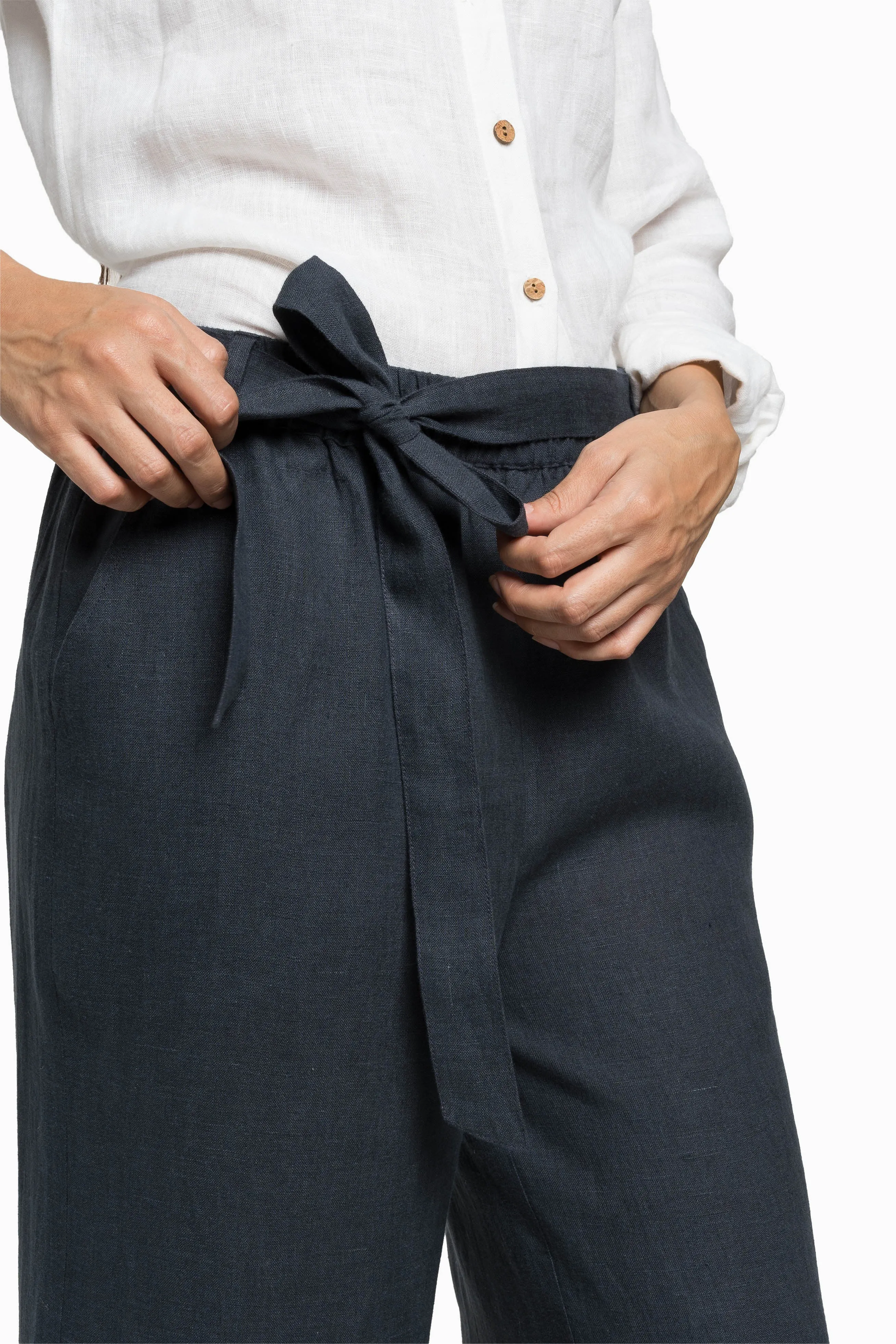 Linen Cecilia Pant-Stormy Blue