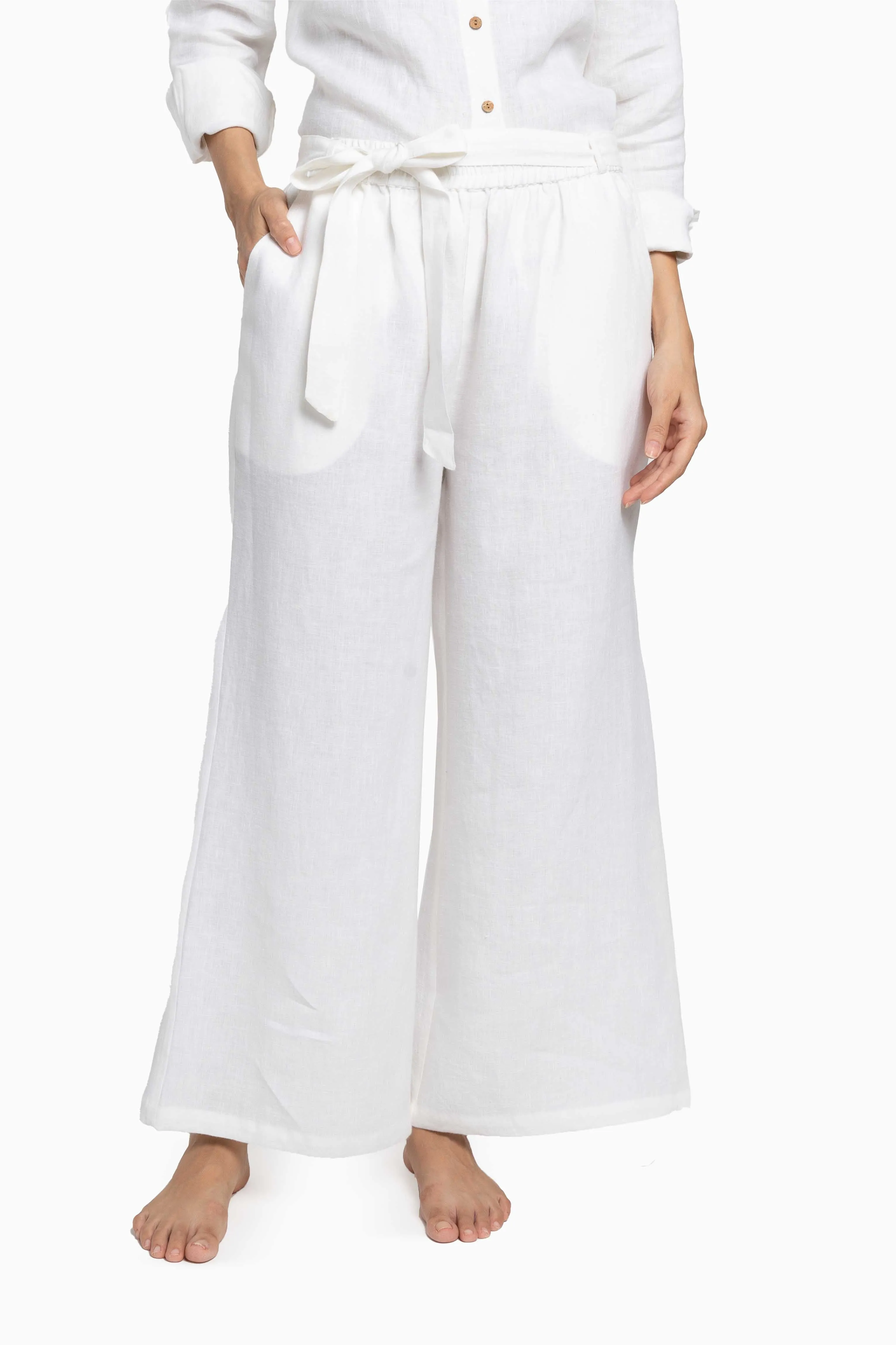 Linen Cecilia Pant-Stormy Blue