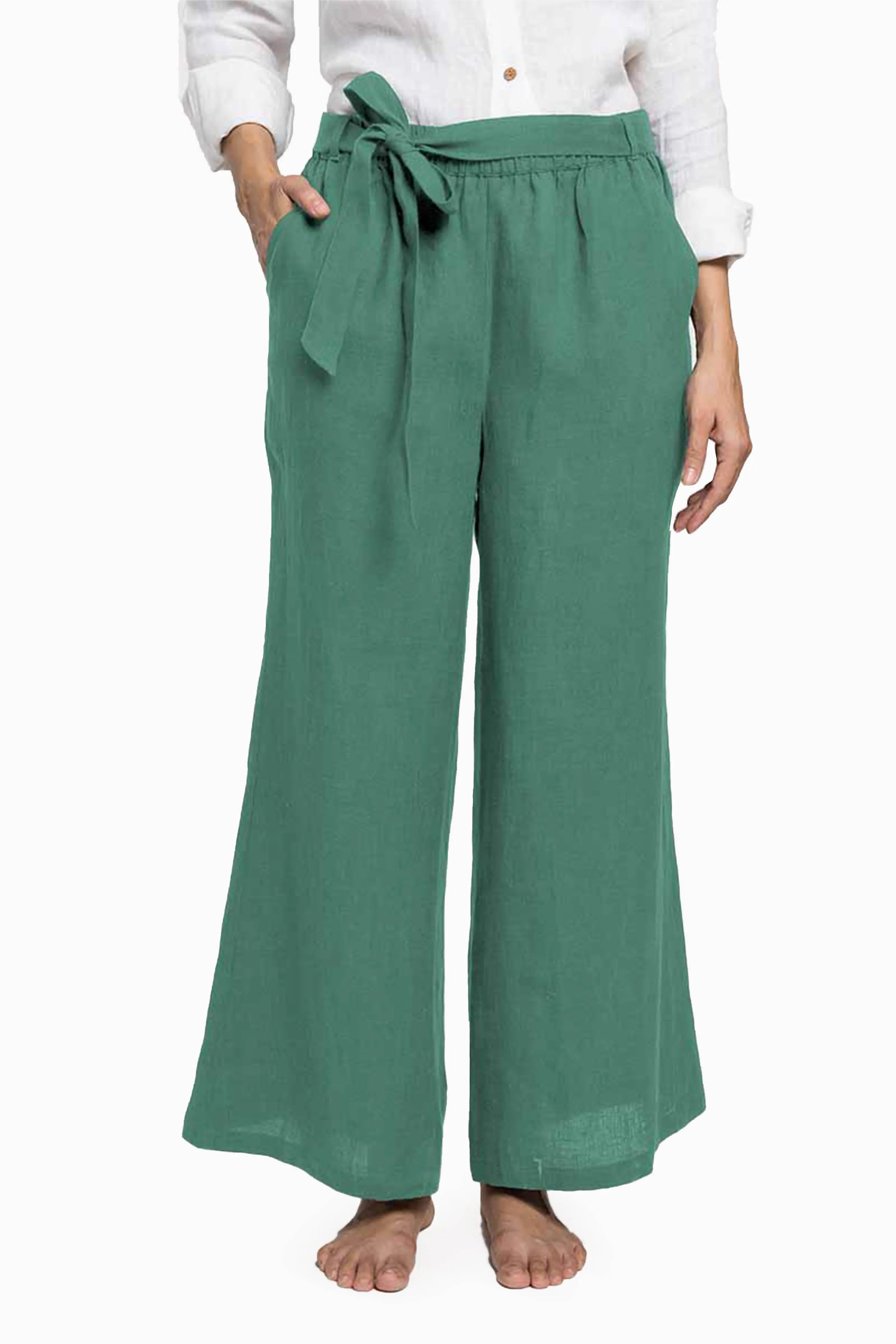 Linen Cecilia Pant-Stormy Blue