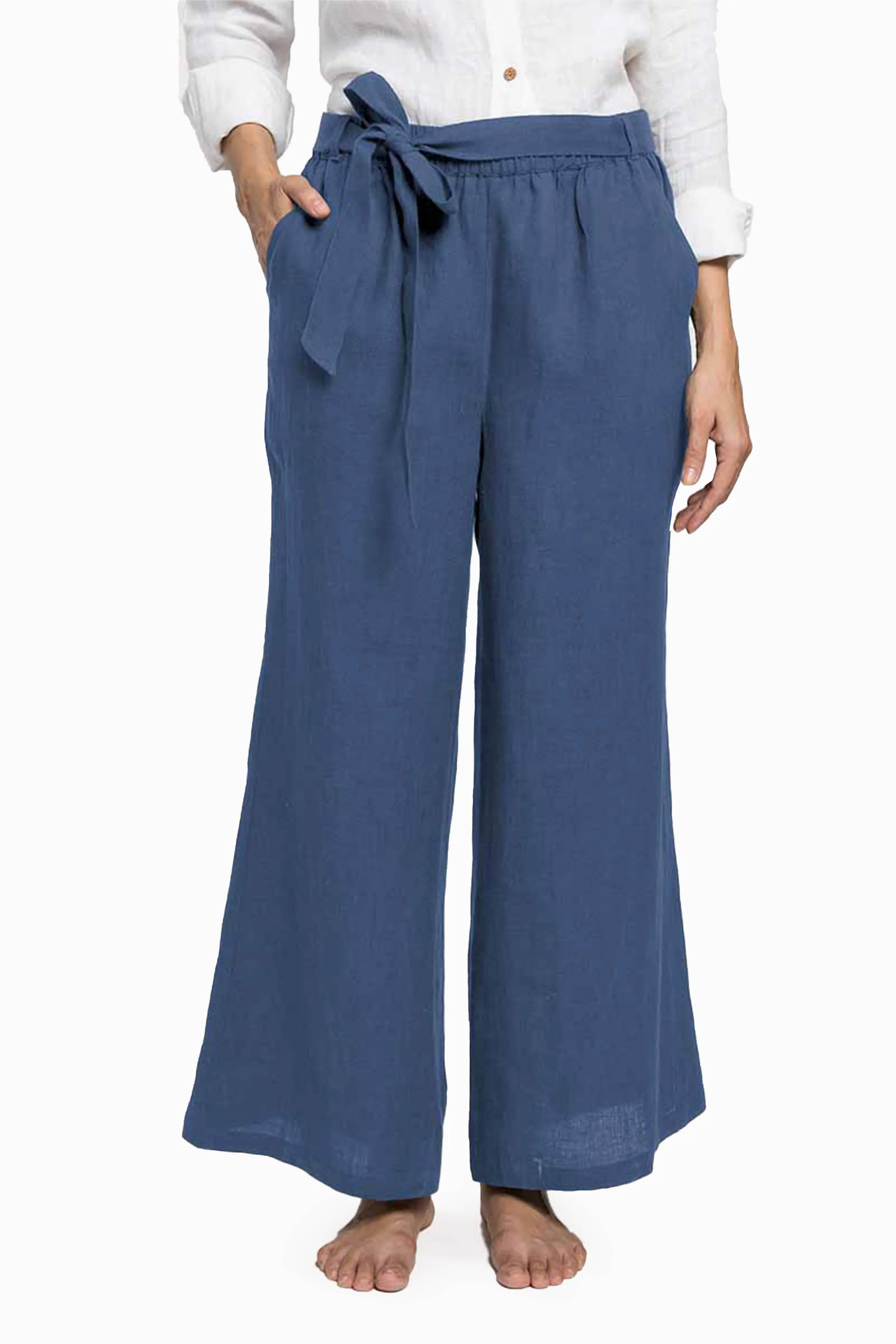 Linen Cecilia Pant-Stormy Blue