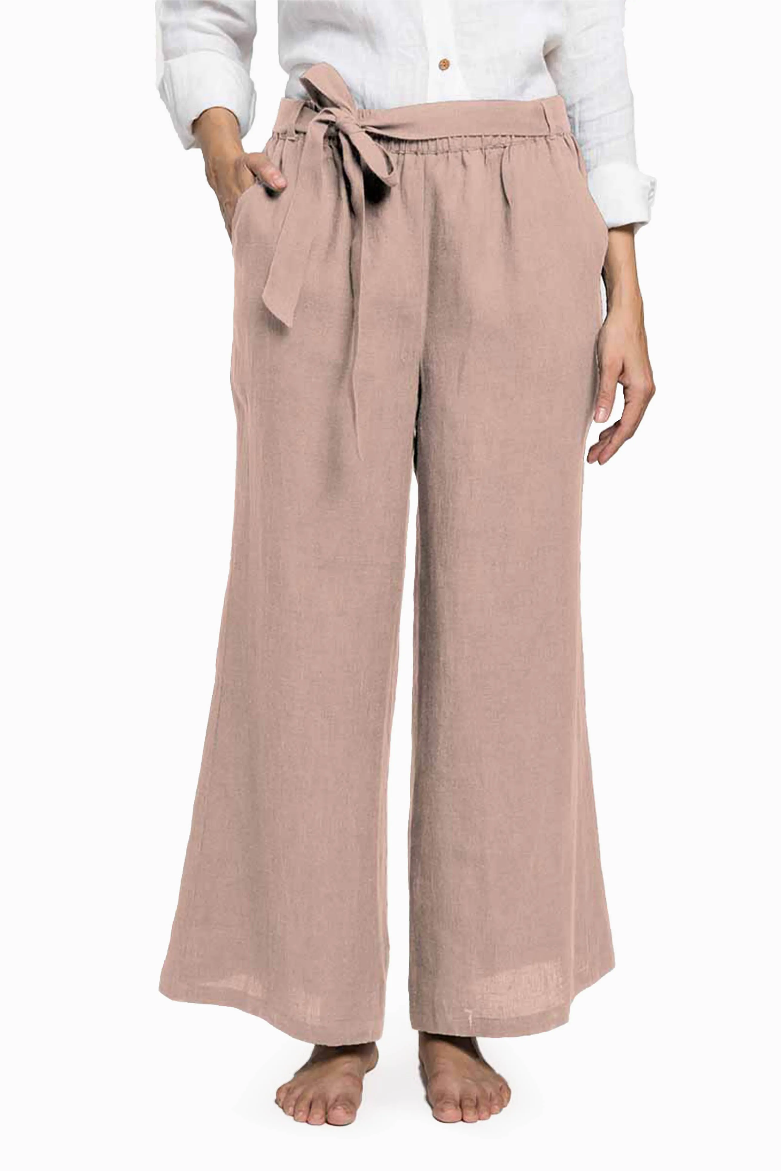 Linen Cecilia Pant-Stormy Blue