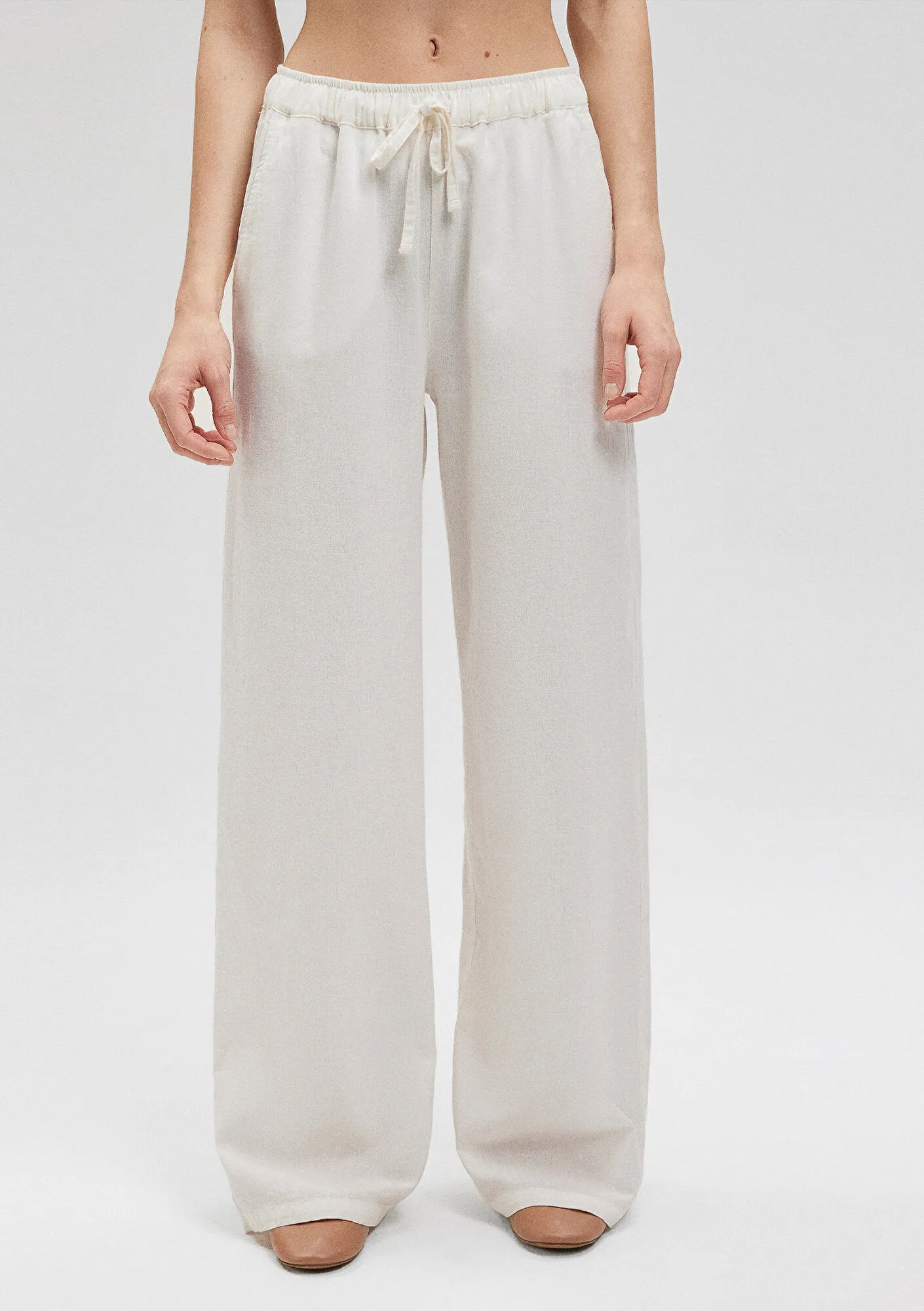 Linen Mix White Pants
