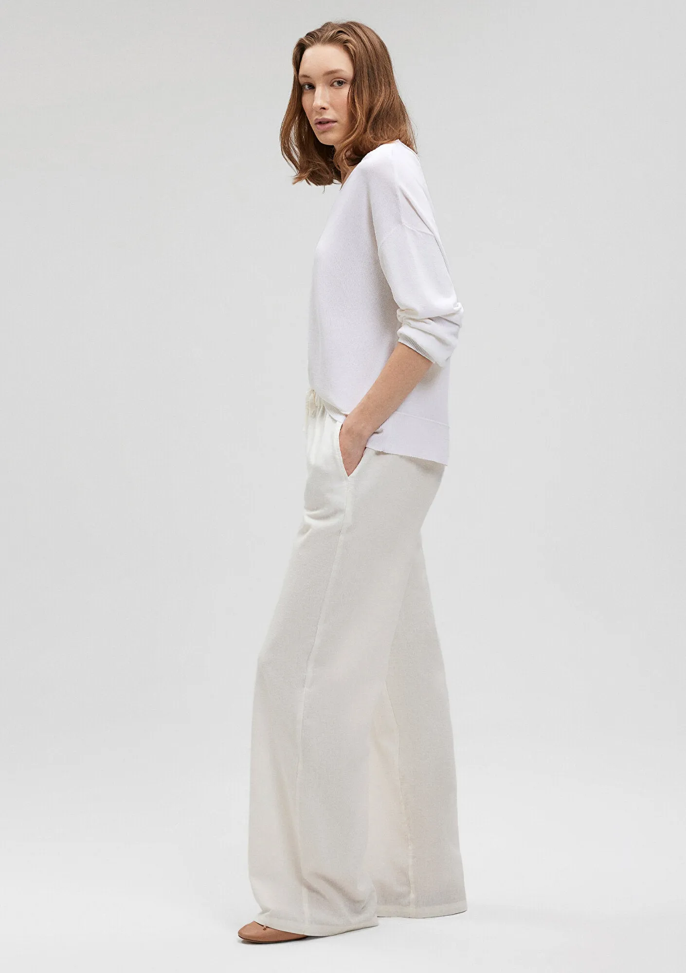 Linen Mix White Pants