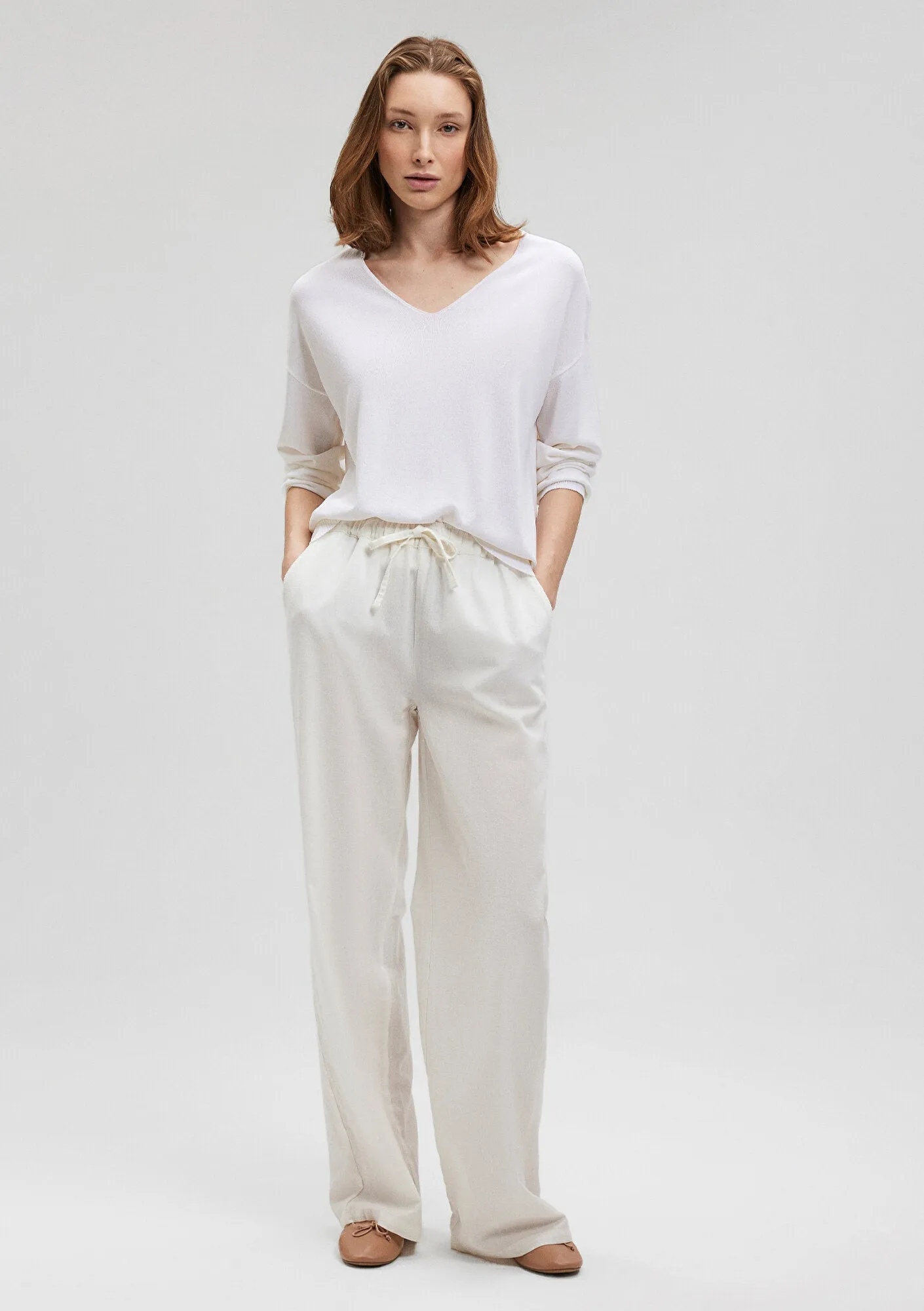 Linen Mix White Pants