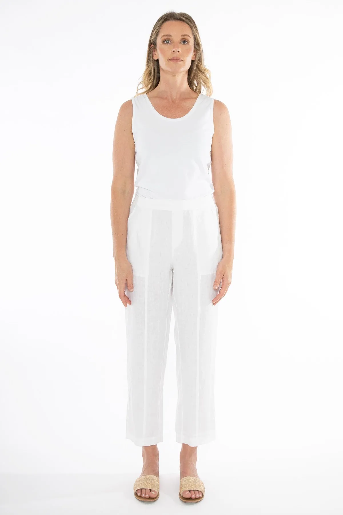 Linen Pant White 7/8