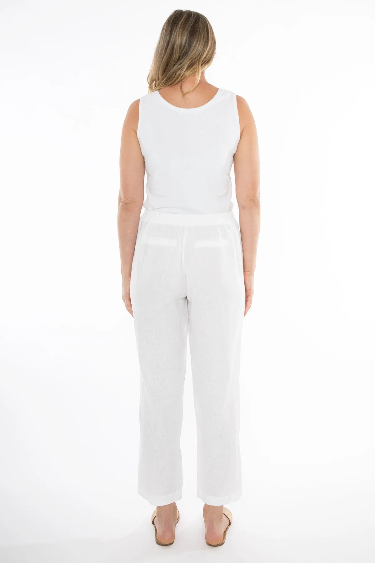 Linen Pant White 7/8