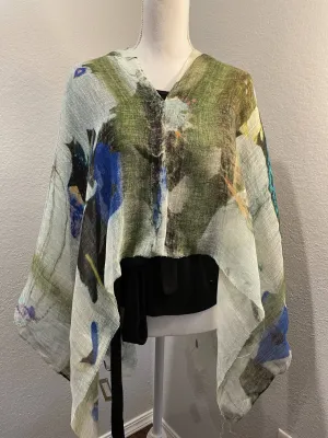 Linen Poncho - Green