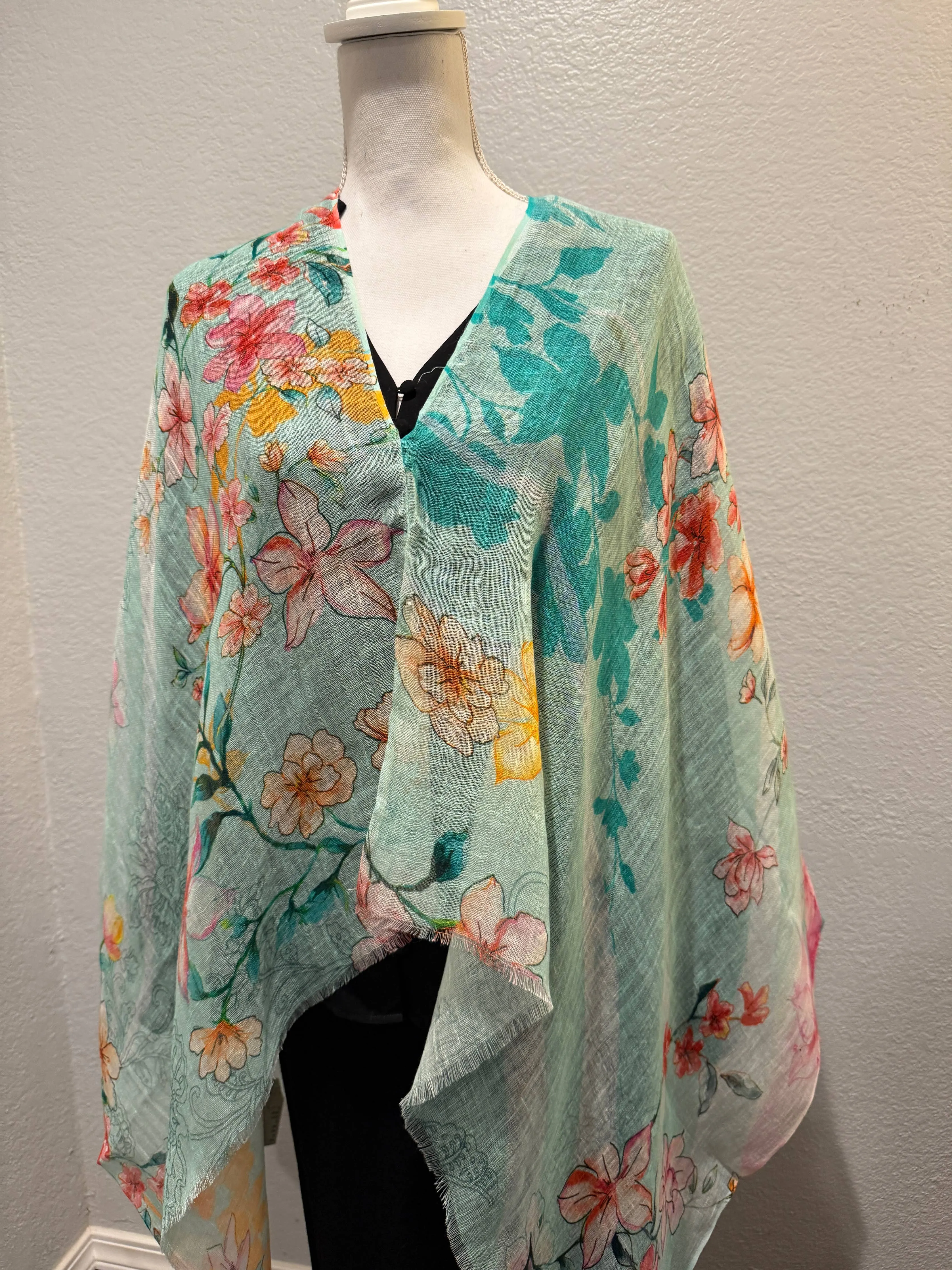Linen Poncho - Soft Colours