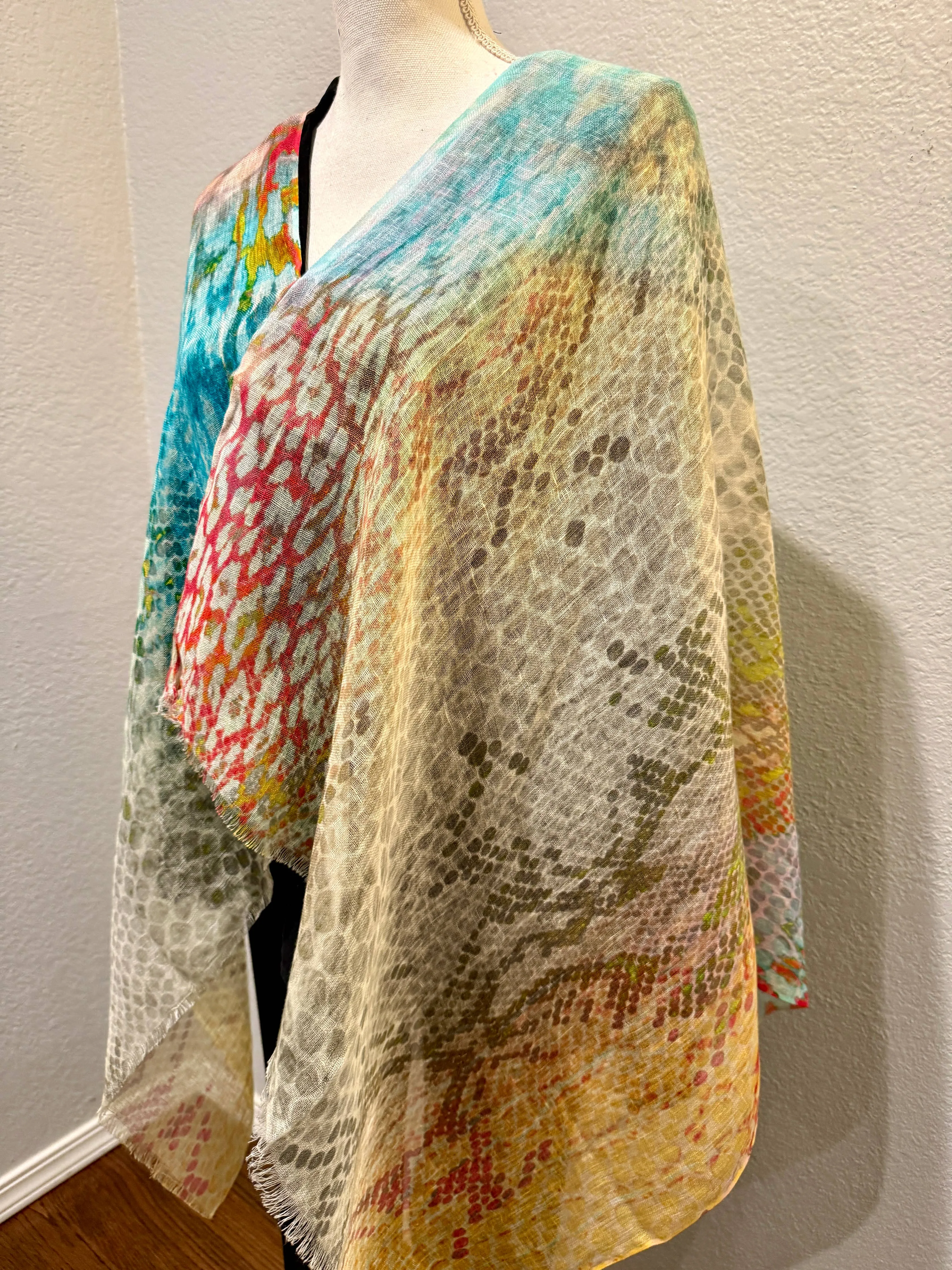Linen Poncho - Turquise Blend