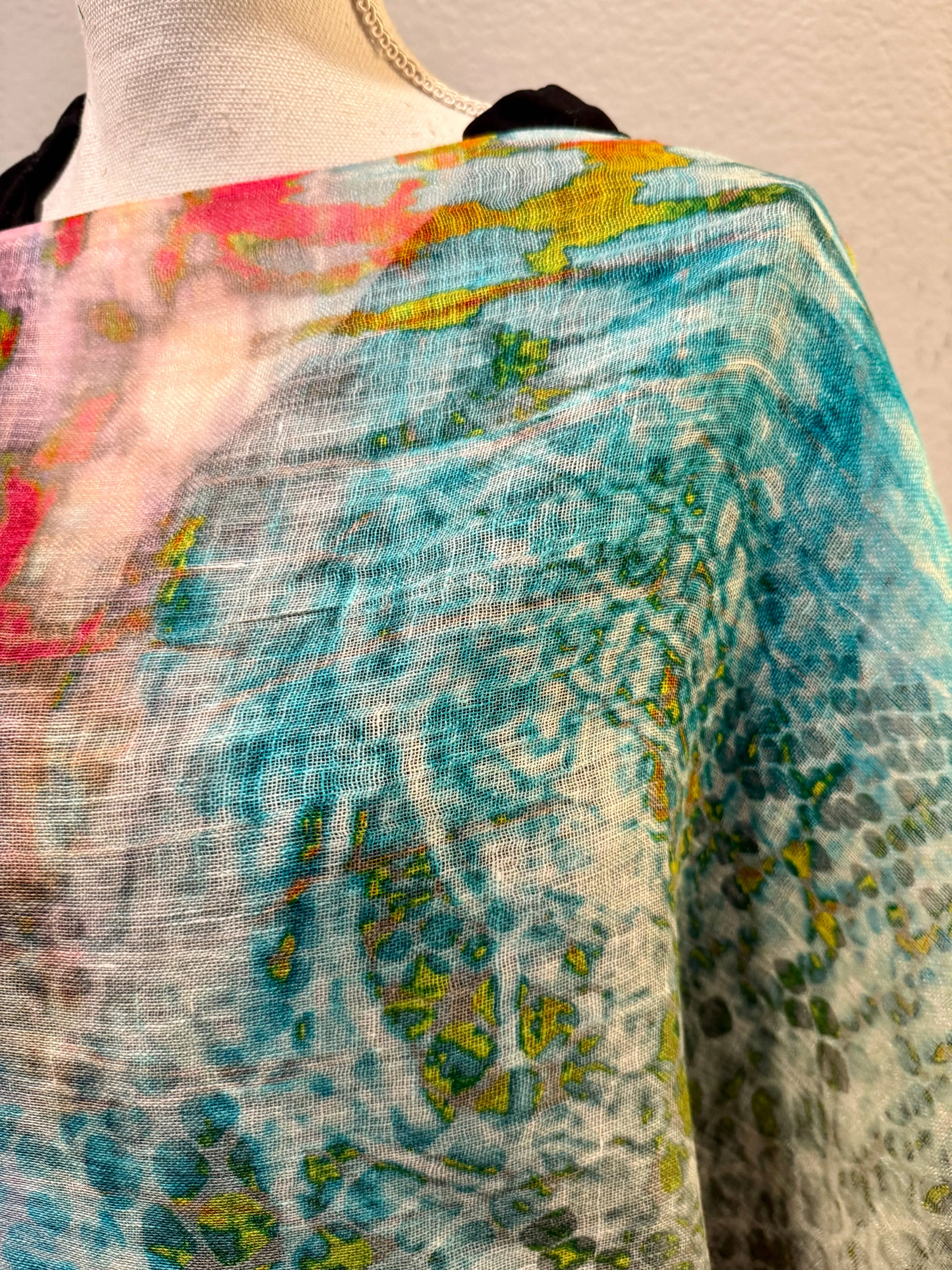 Linen Poncho - Turquise Blend