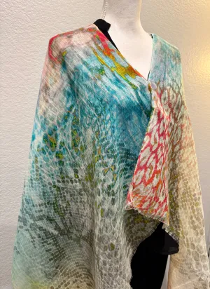 Linen Poncho - Turquise Blend