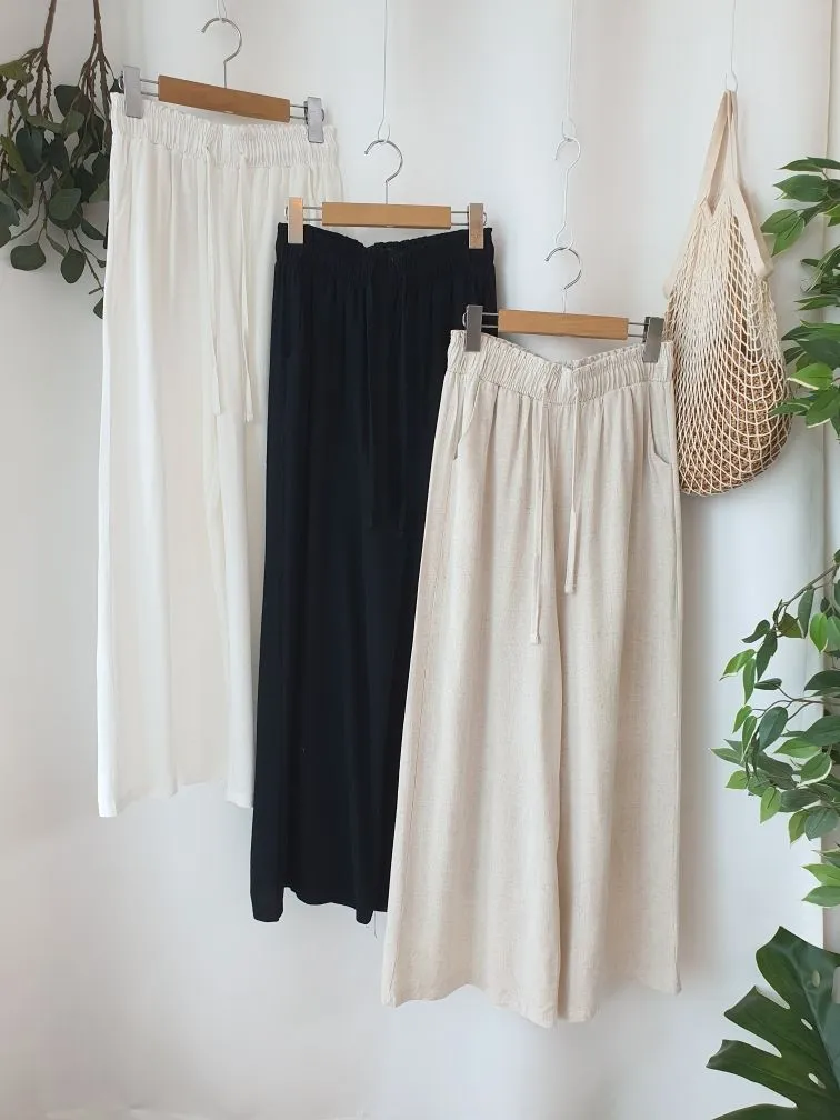 Linen Wide Banding Pants