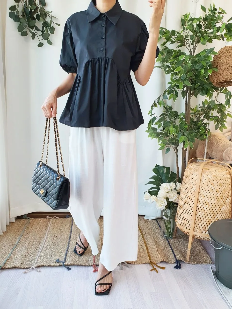 Linen Wide Banding Pants